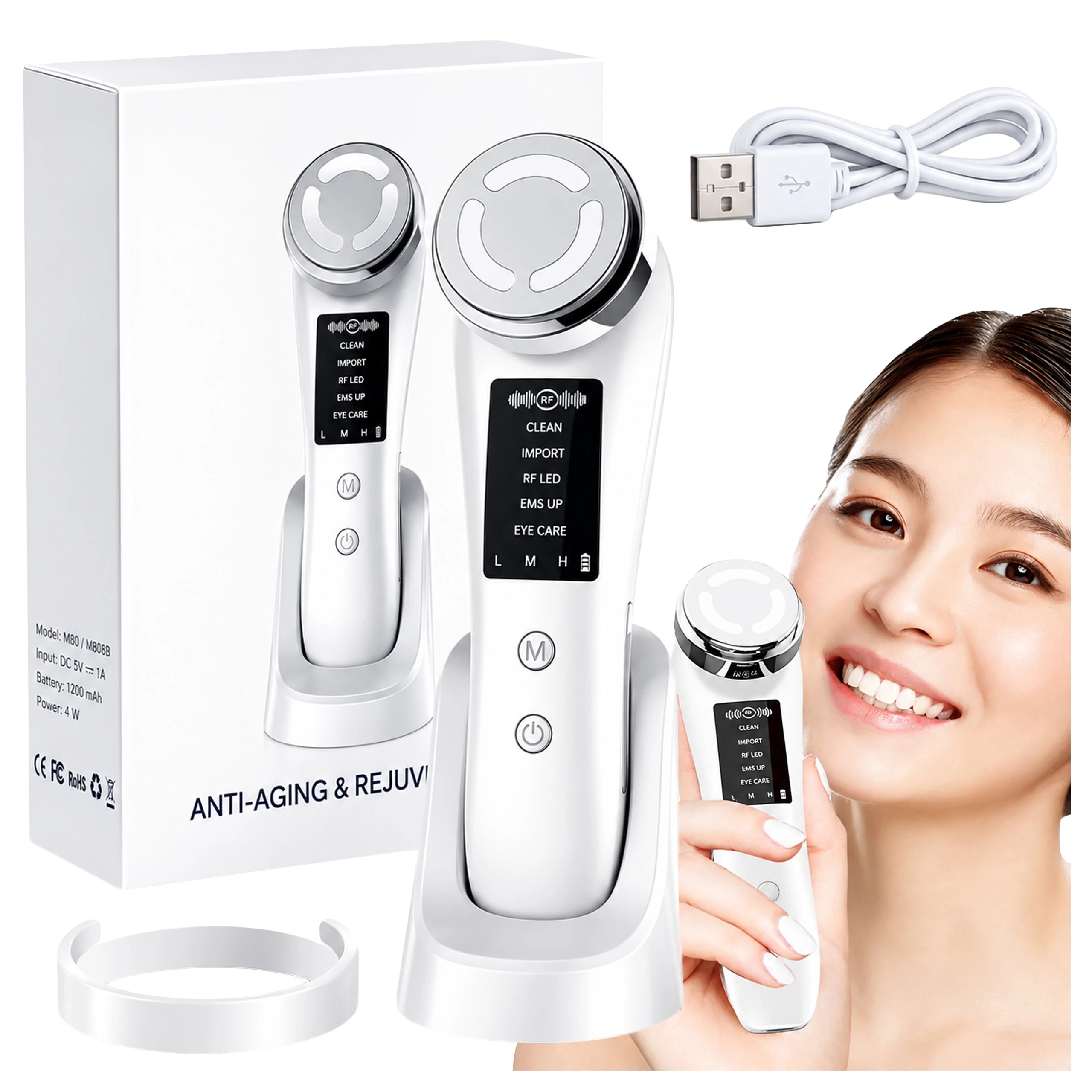 Face Massage Lifting Rejuvenation Needleless Mesotherapy 5in1 Led EMS