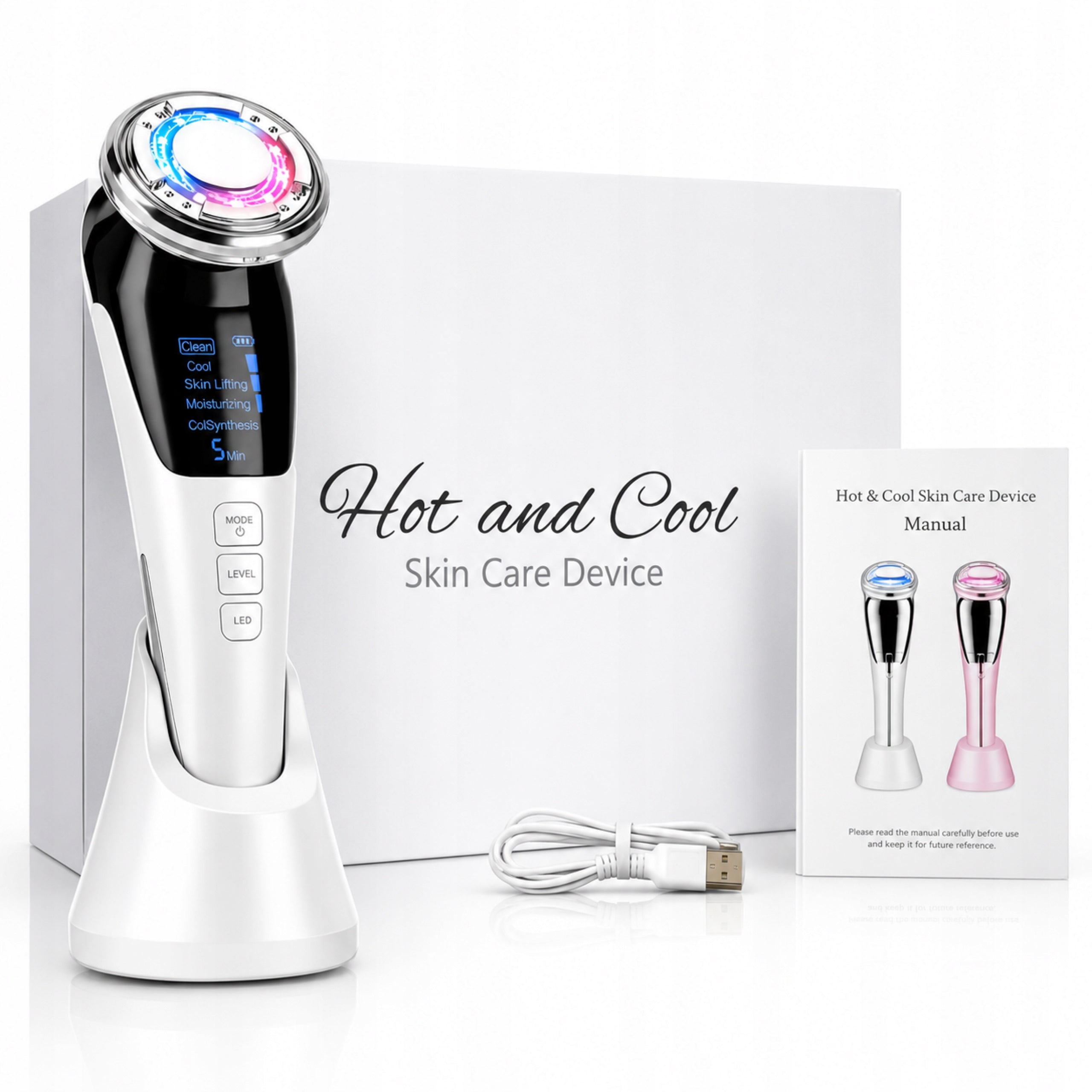 Face Massager EMS Ultrasound Photon Cryotherapy Mesotherapy Lifting 7in1