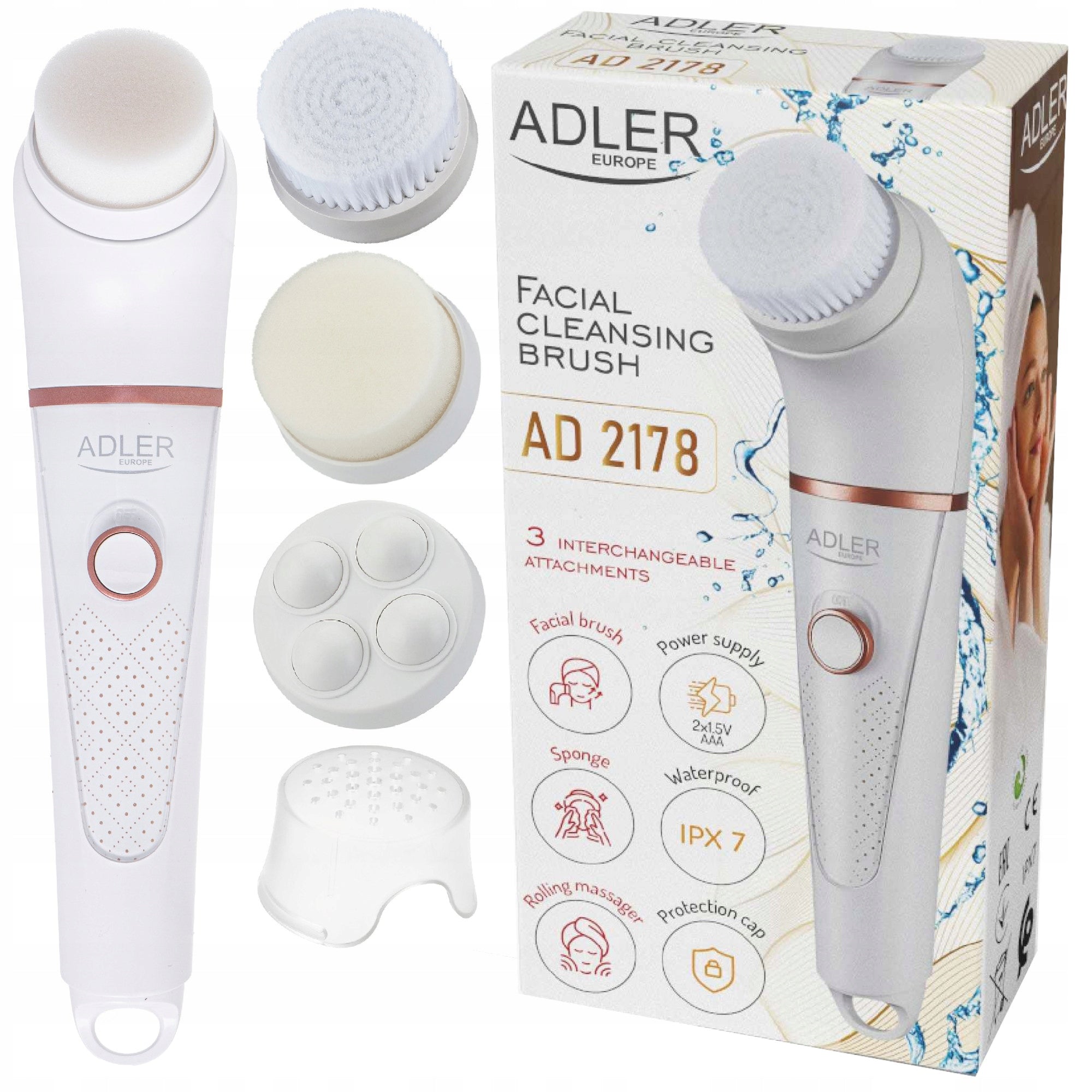 Face Massager + Face Wash Brush Rotating Electric Adler
