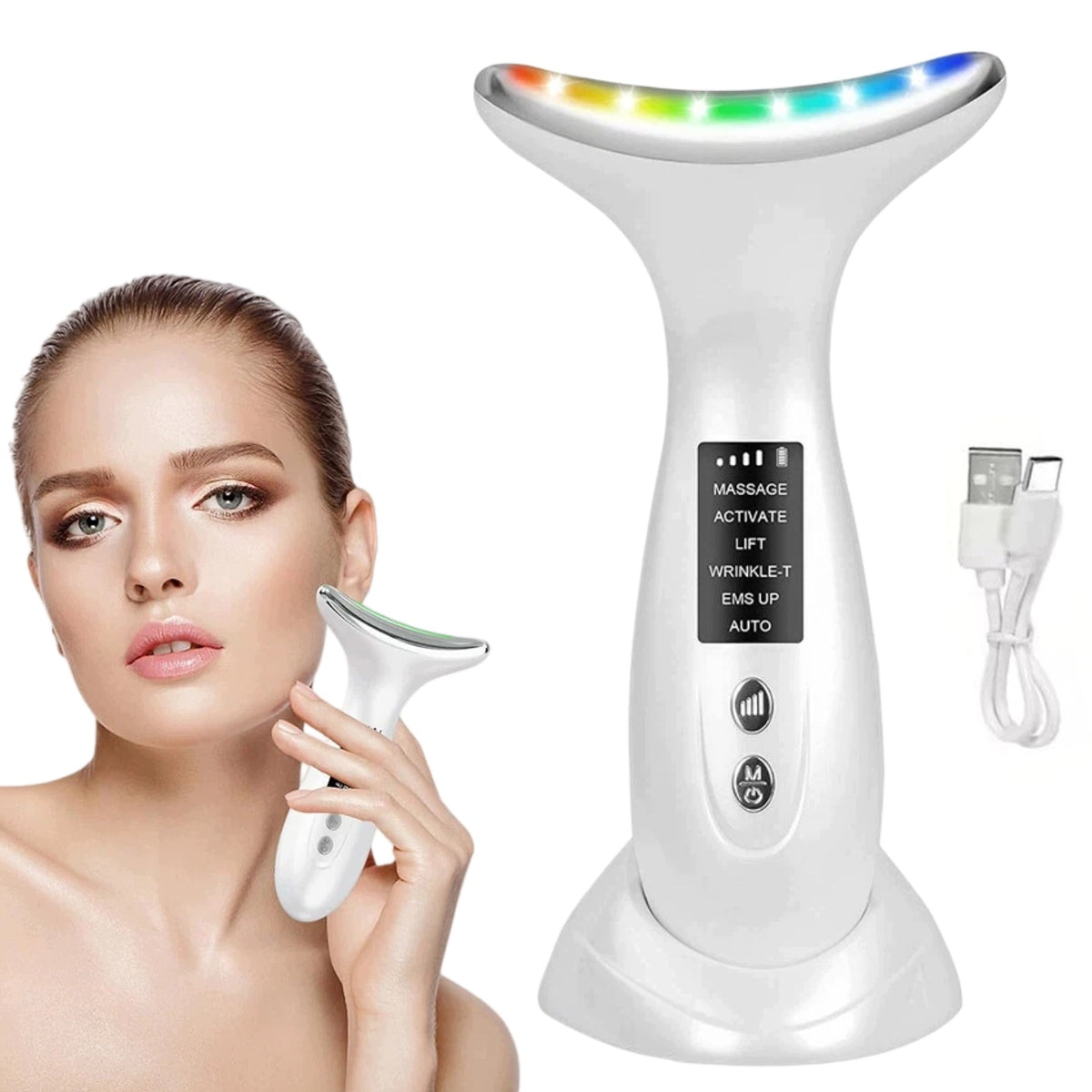 Face Massager Lifting EMS 3in1 Neck Electric Sonic UV Light