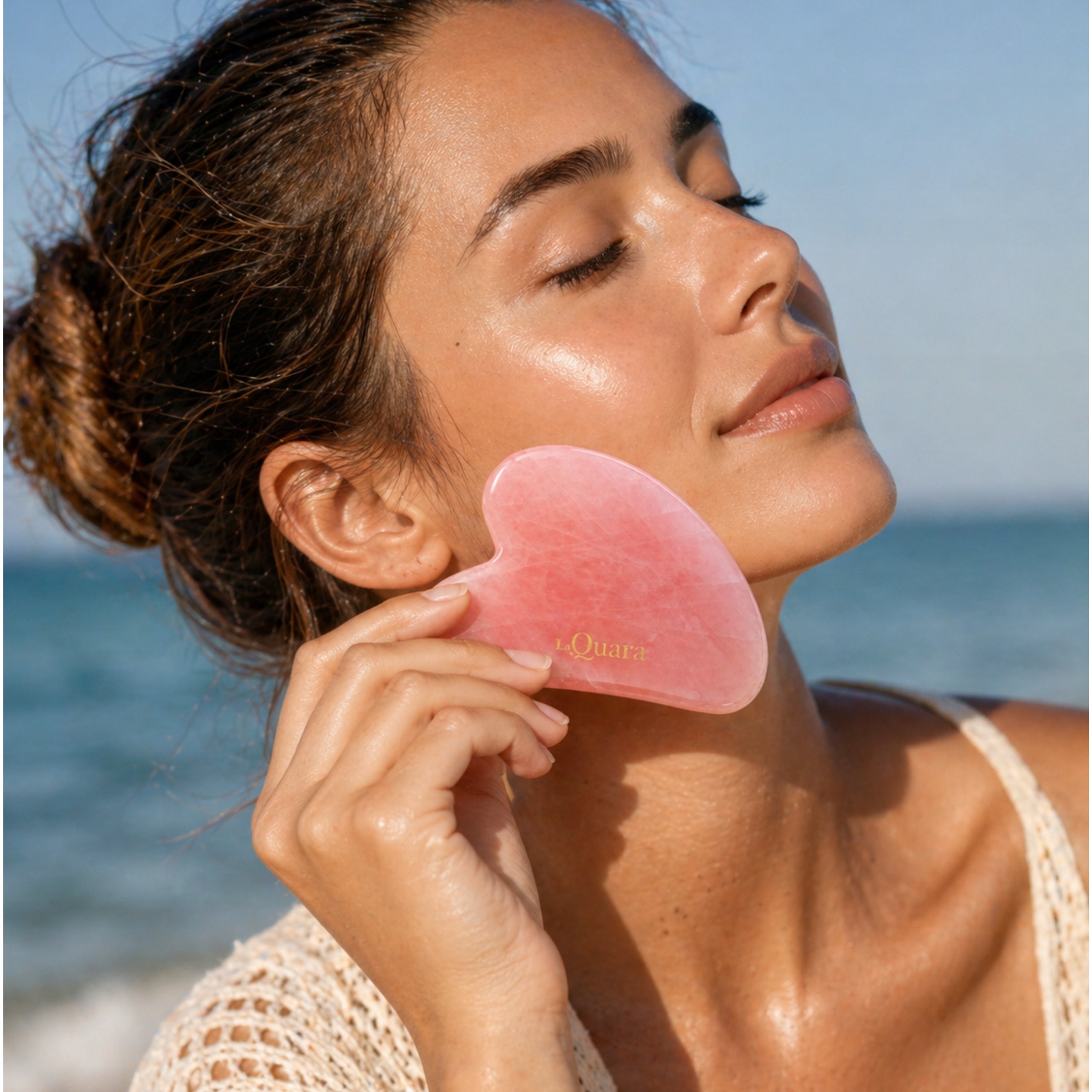 Face Massager Lymphatic Drainage Gua Sha Rose Quartz LaQuara Medical device no