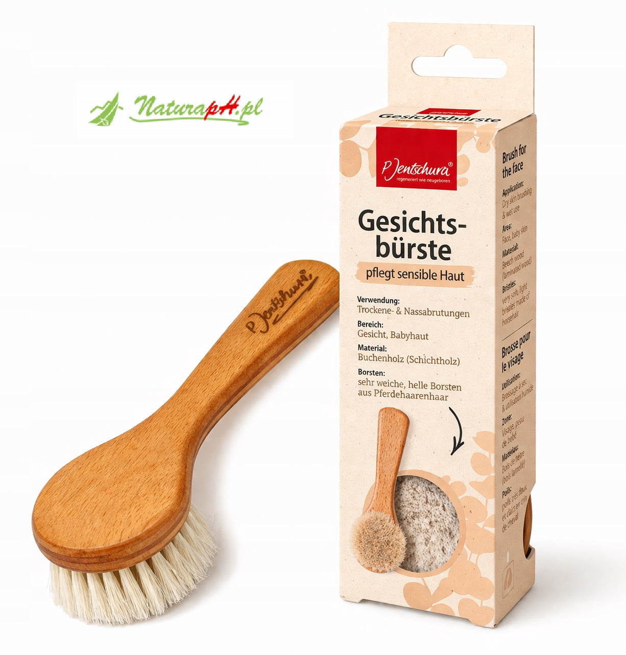 Face brush Jentschura natural bristles wooden massage premium eco