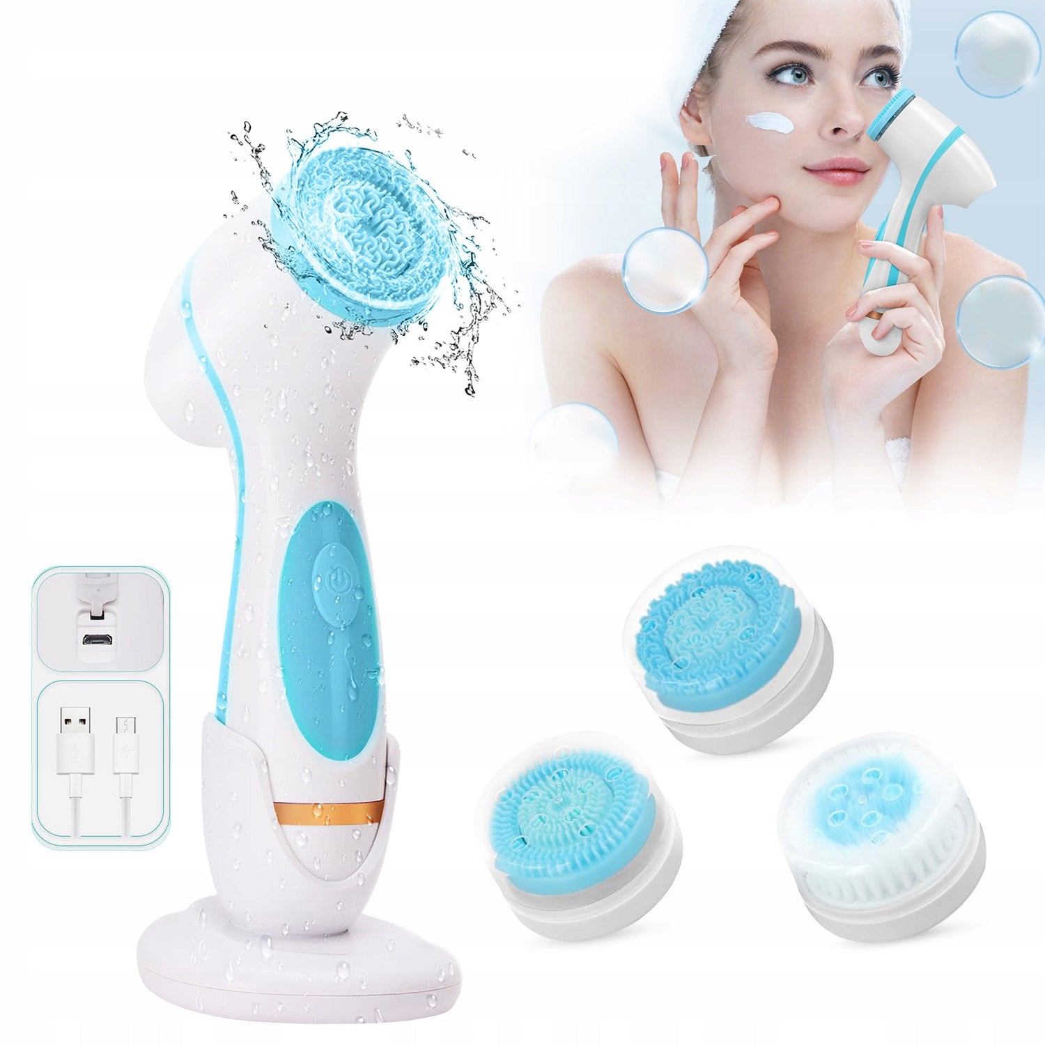 Face wash brush rotary sonic every skin 3in1