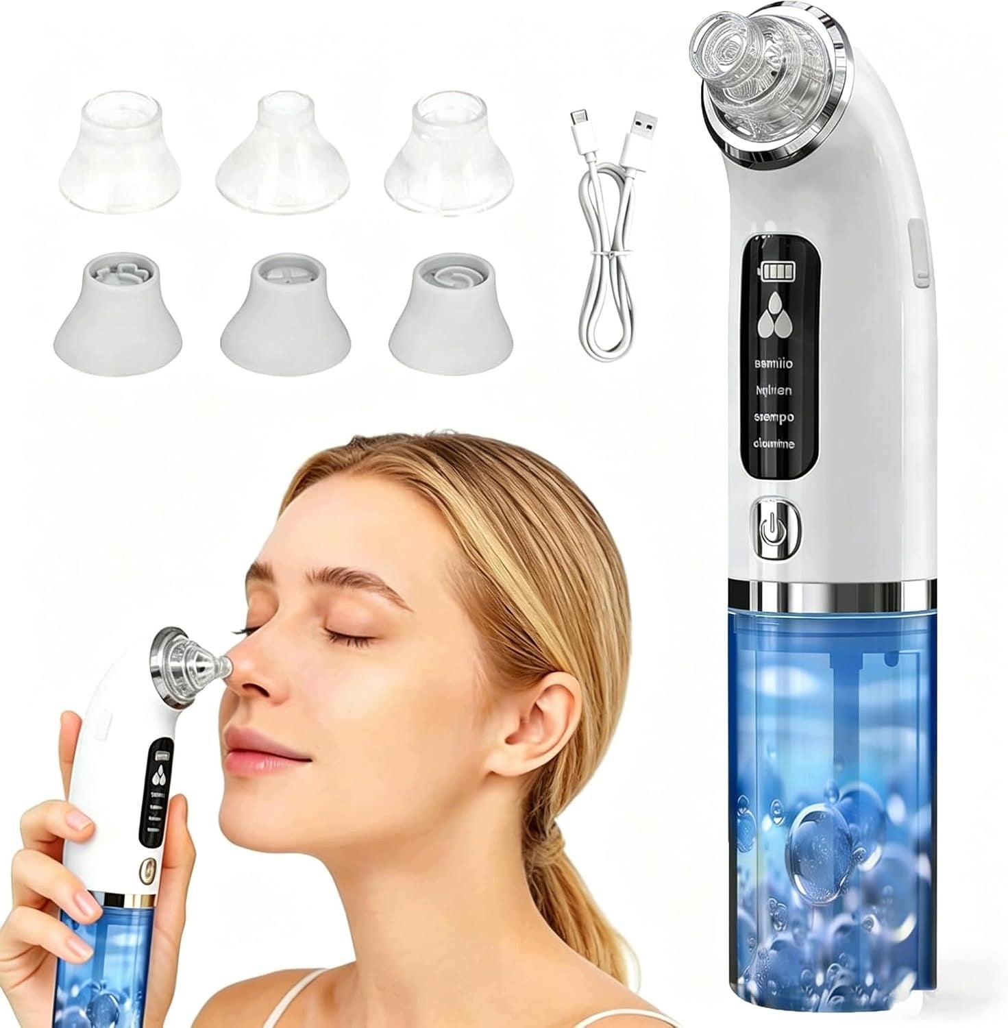 Facial Cleansing Apparatus Vacuum Blackhead Extractor 4 Levels White
