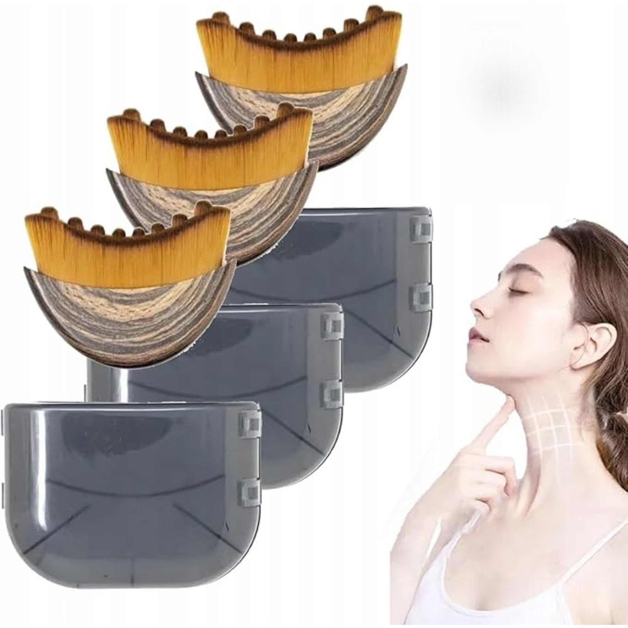 Facial Lymphatic Drainage Massager Lymphatic Contour Facial Brush 3 Pcs