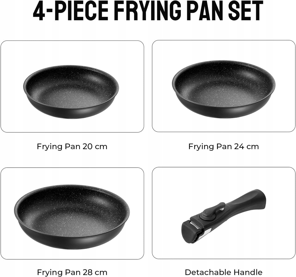 Fadware 4-Piece 20 + 24 + 28 cm Pan Set with Removable Handle Brand no brand