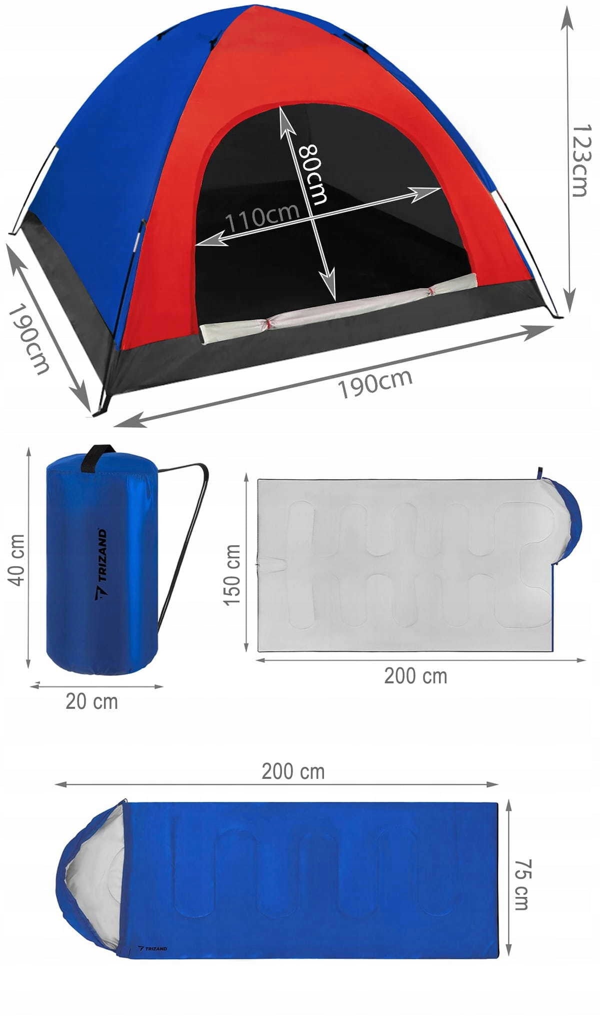 Family 4-Person IGLO 190x190 + SLEEPING BAG duvet MUMMY Brand Stator