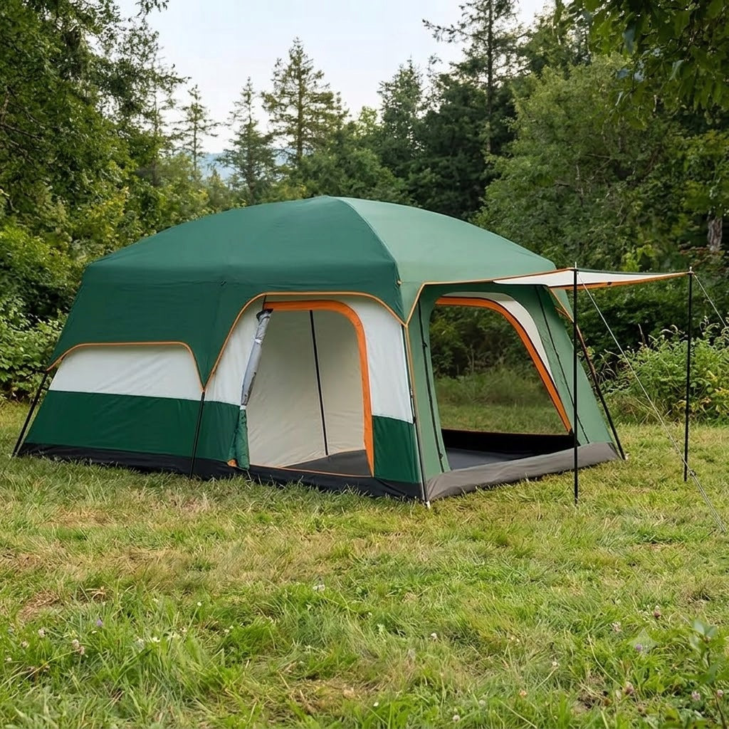 Family Camping Tent Large 2-4 Person Waterproof UV 2in1 XXL + Canopy Brand 02THC
