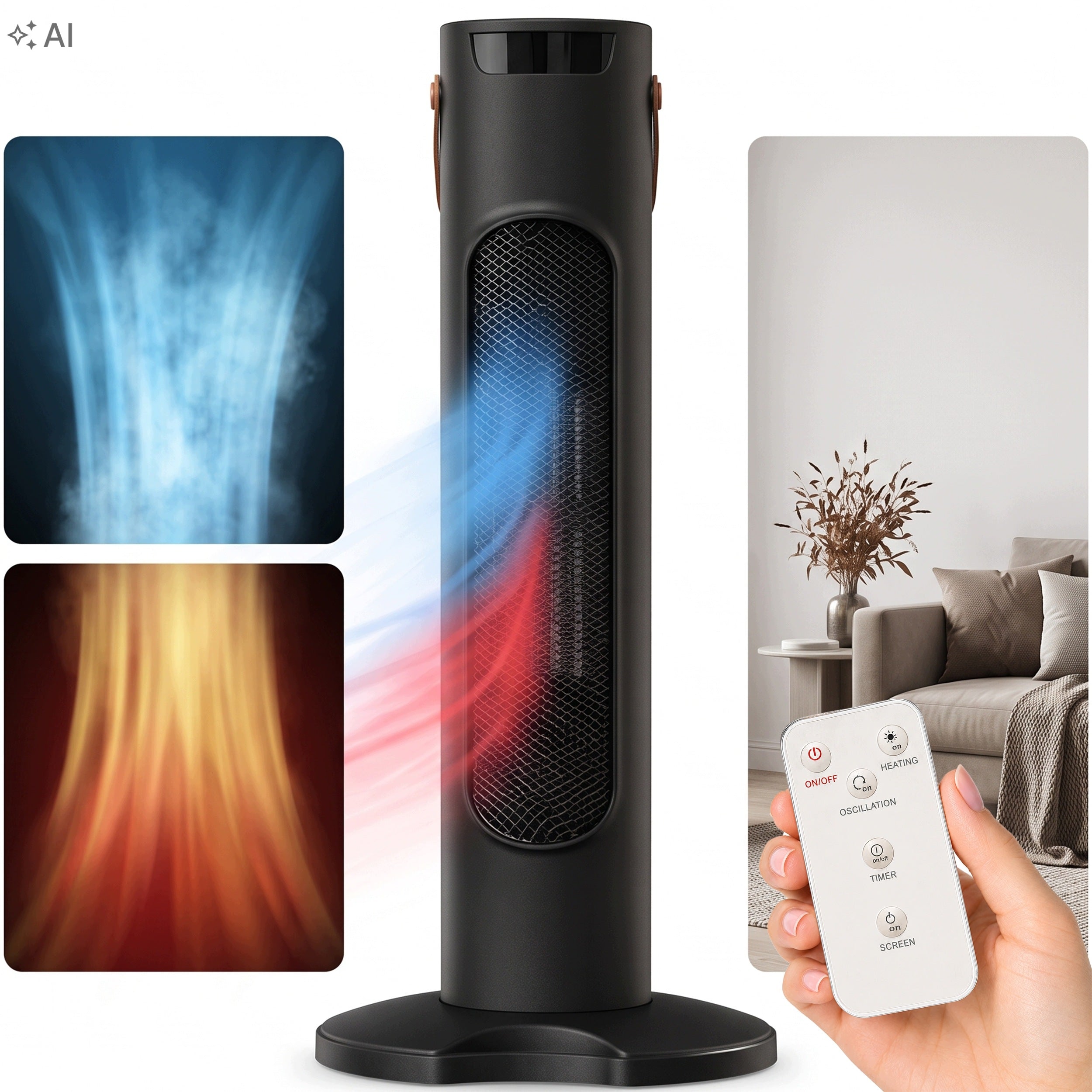 Fan Vent Cool Column Heating ADM 6062-1 2in1 Black