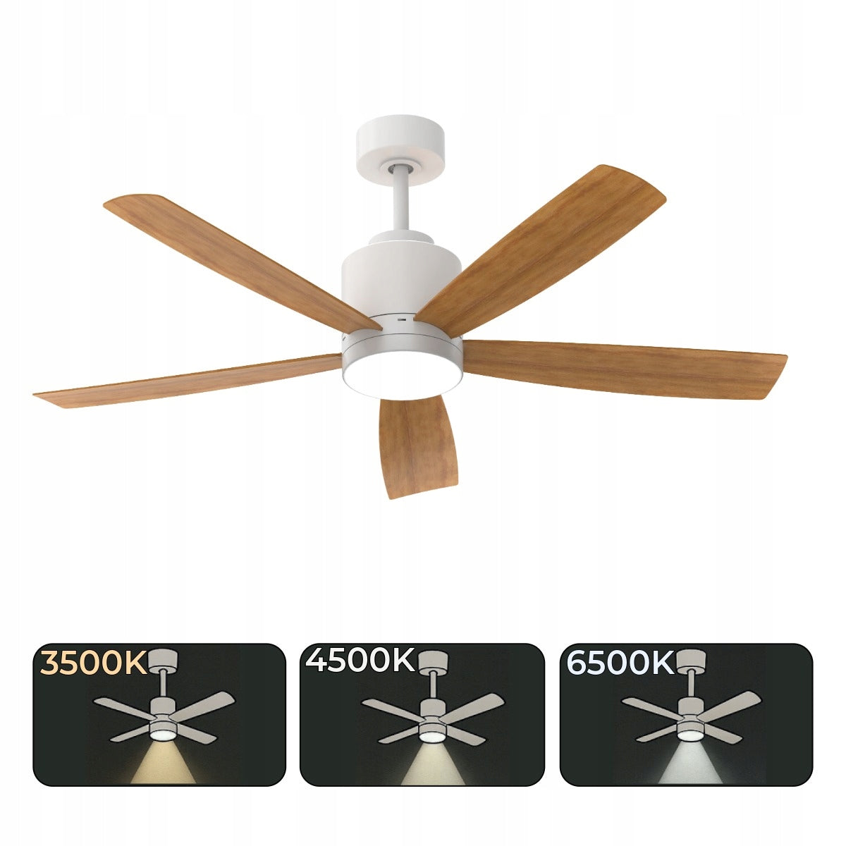 Fan with LED lamp 71 cm 1980 lm Remote Control Silent 2in1