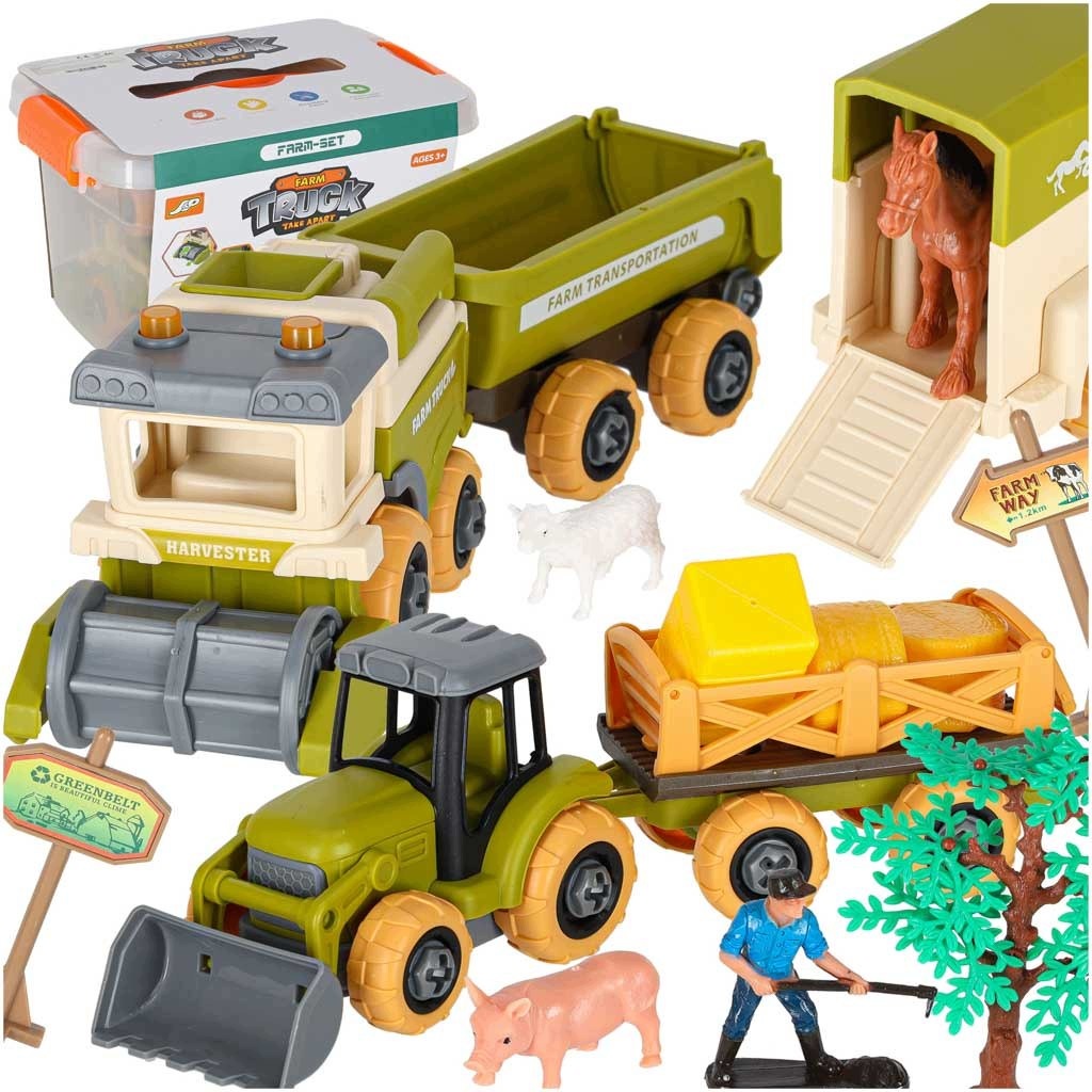 Farm Tractor Agricultural Set Machine Animals Screwdriver Toy Kids 3+ Packaging status original