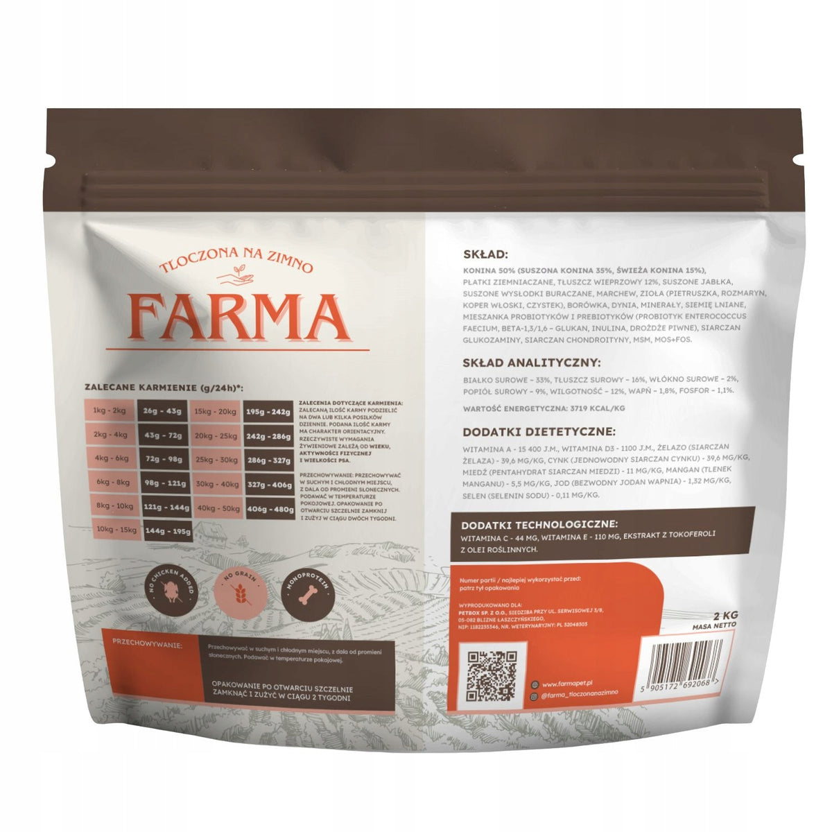 Farma – Hypoallergenic Cold Pressed Horsemeat 12kg Brand Farma