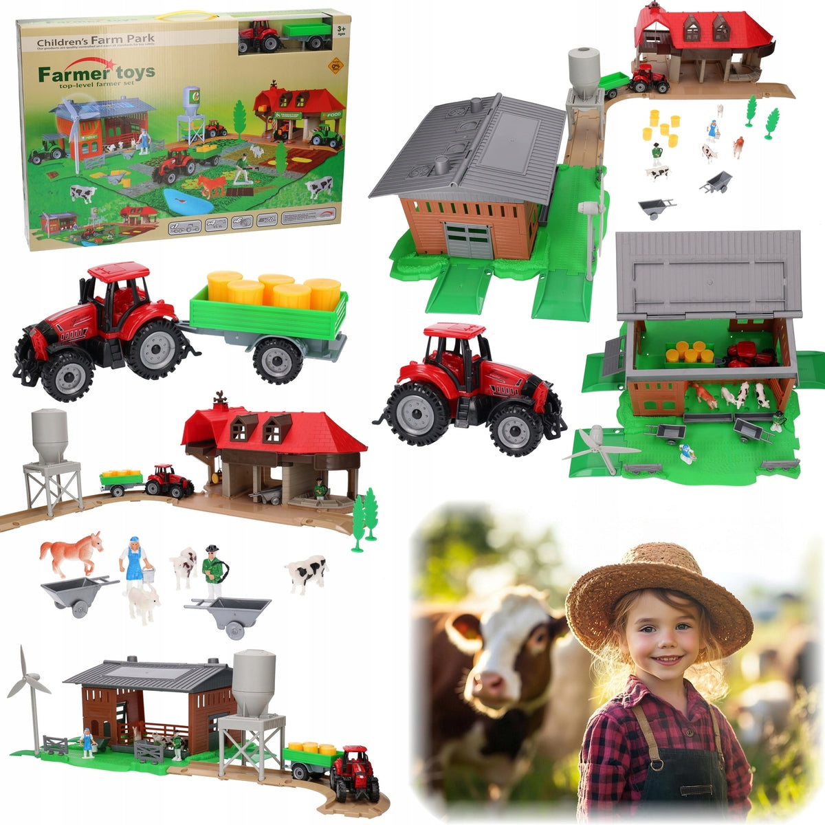 Farmhouse for folding - large set, tractor, barn 3347
