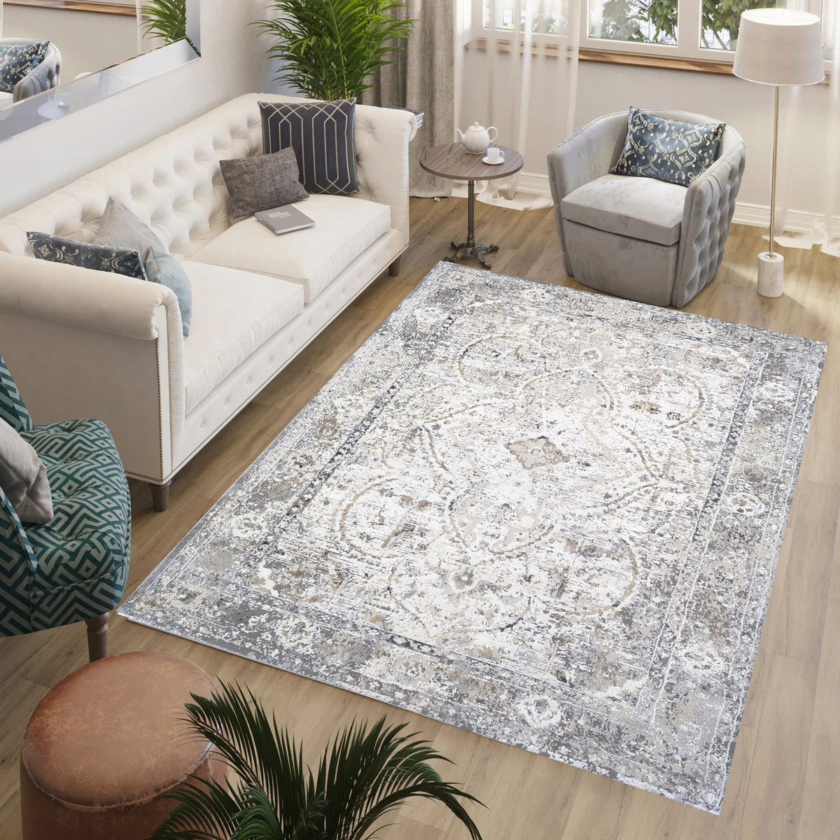 Fashionable Carpet Aged in Gray Shade For Living Room Bedroom 160x220 cm Packaging status original