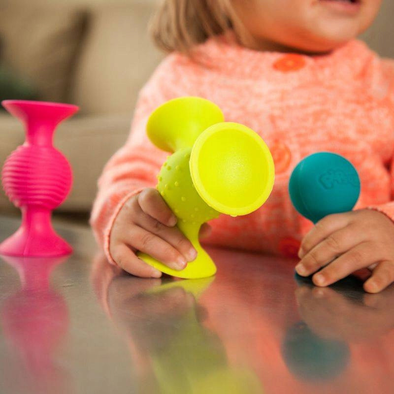 Fat Brain Toys Suction Cups 3 Silicone Baby Rattles PipSquigz Brand Fat Brain Toys