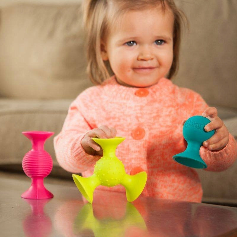 Fat Brain Toys Suction Cups 3 Silicone Baby Rattles PipSquigz Packaging status original