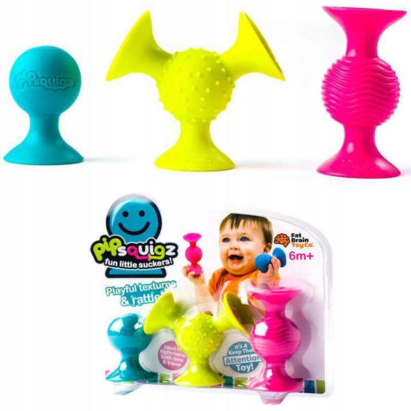 Fat Brain Toys Suction Cups 3 Silicone Baby Rattles PipSquigz