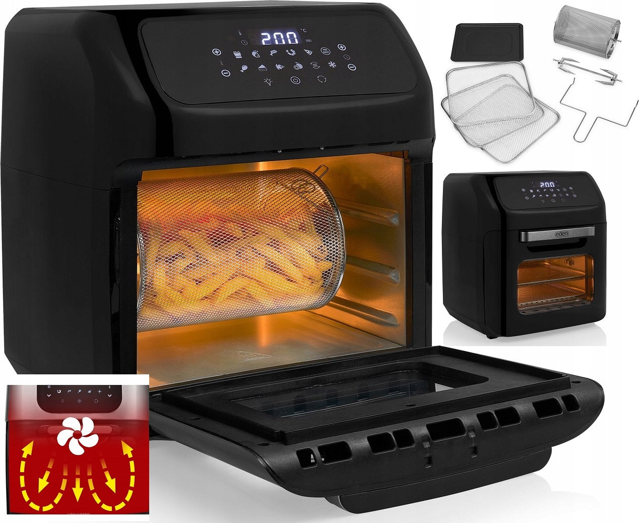Fat Free 12L DIGITAL AIR FRYER 10 x AIRFRYER OVEN ROTISSERIE