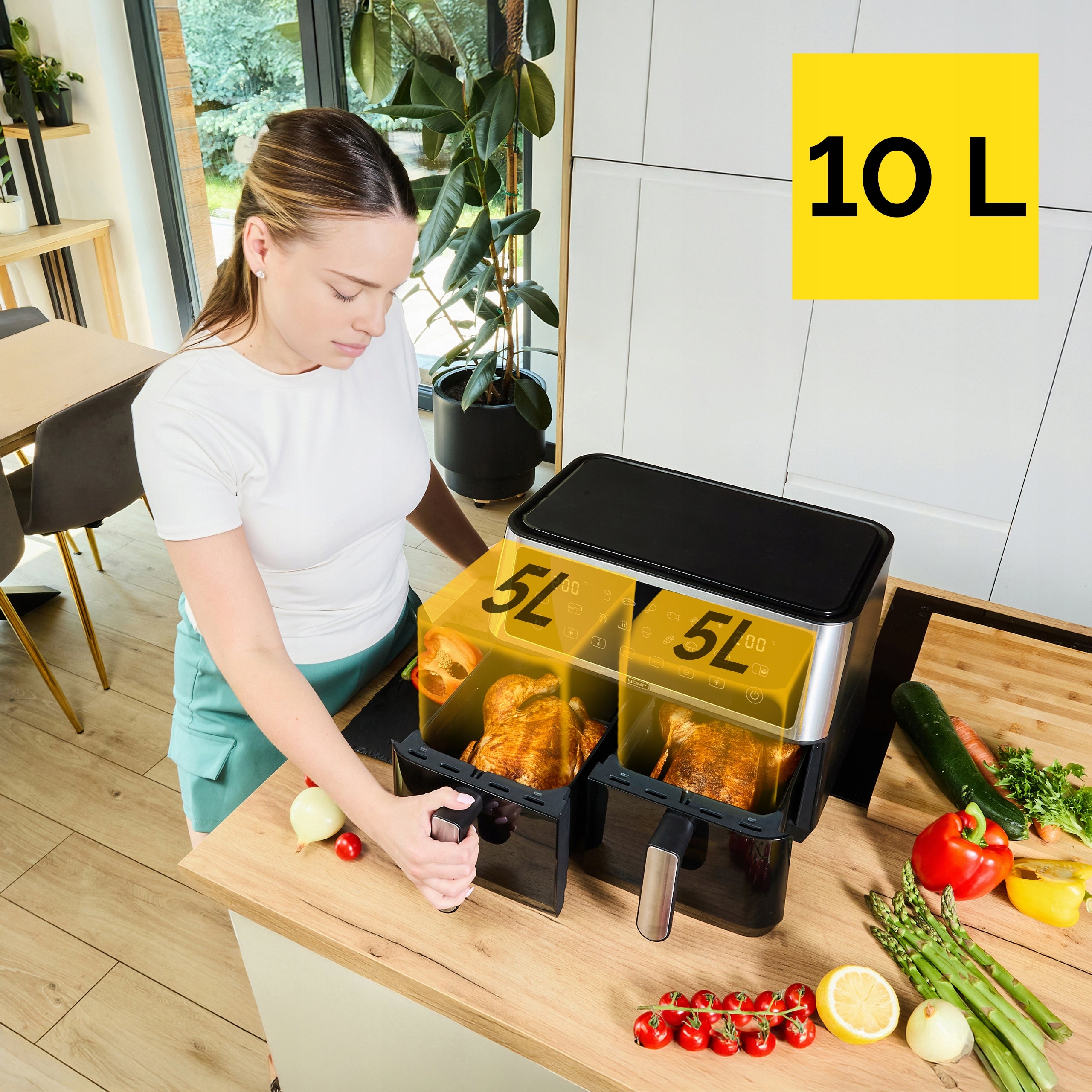 Fat Free Air Fryer 10L Air Fryer Yoer 2850W 10 programs Dominant color black