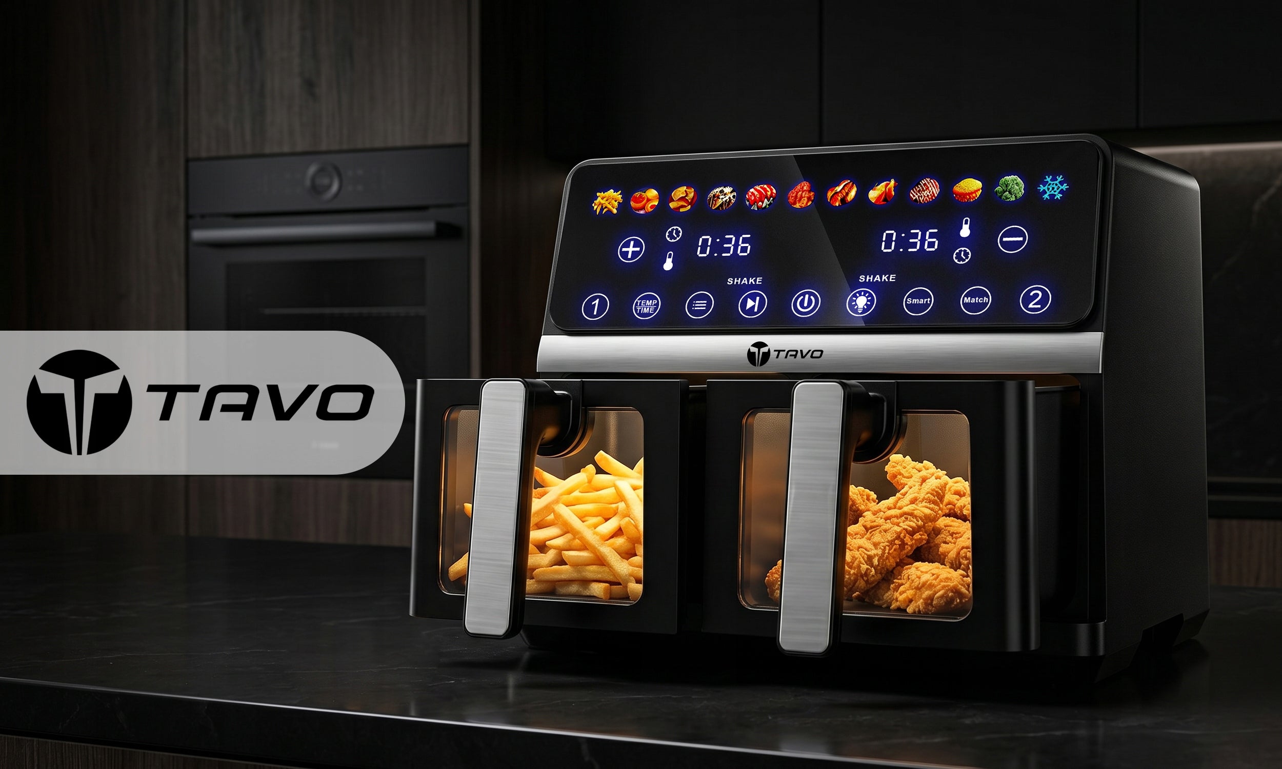 Fat Free Air Fryer 11L 3300W Two Chamber Fryer Tray Packaging status original