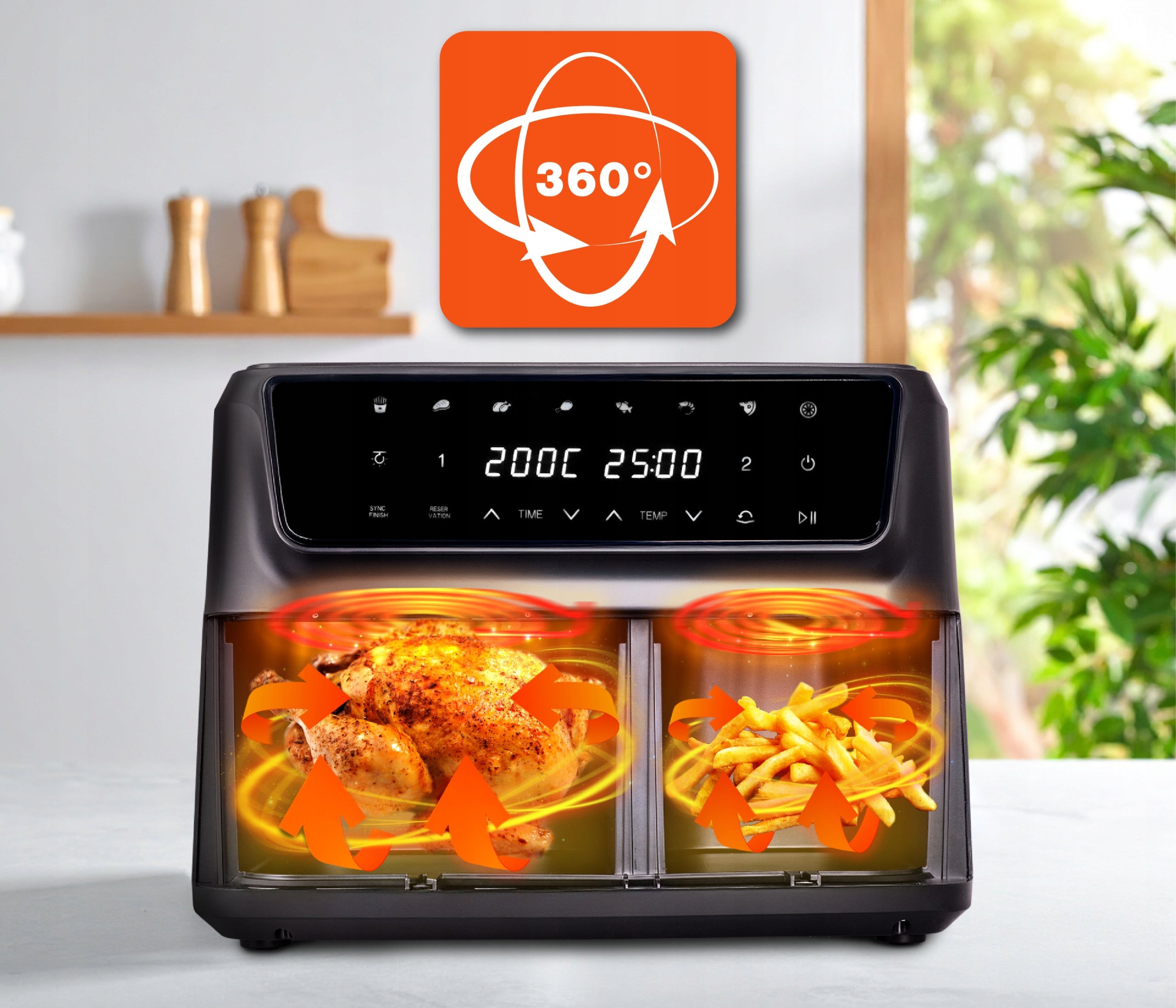 Fat Free Fryer 11L AIRFRYER 2700W Eldom FR220 LARGE DOUBLE Bowl volume 11 l