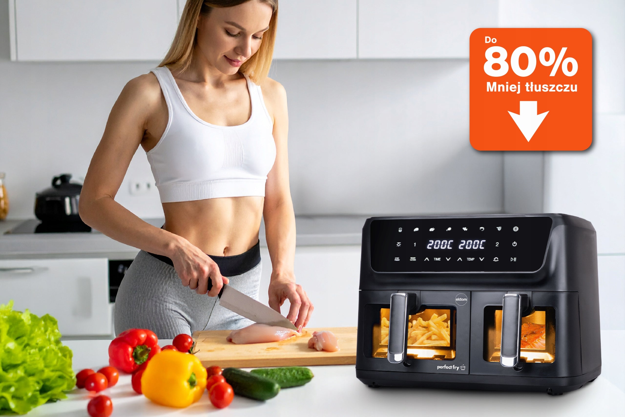 Fat Free Fryer 11L AIRFRYER 2700W Eldom FR220 LARGE DOUBLE Model FR220