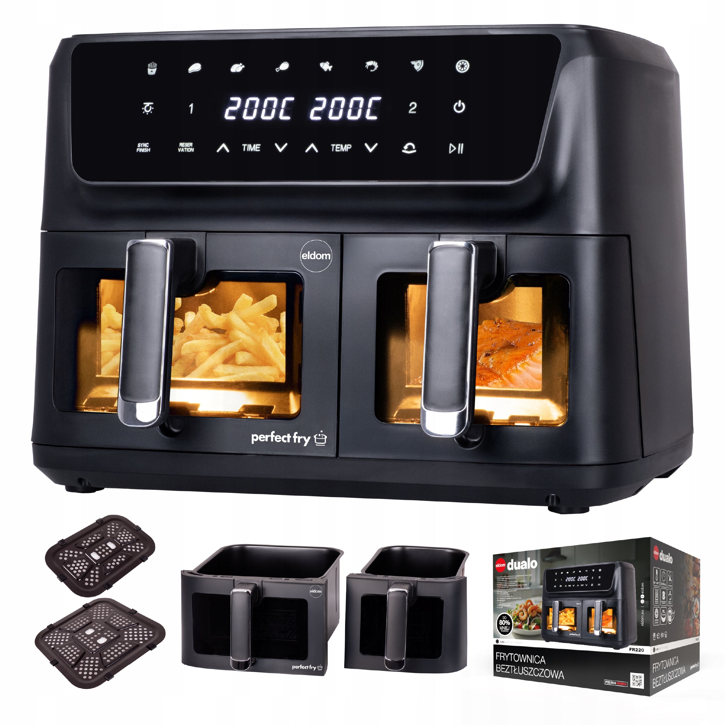 Fat Free Fryer 11L AIRFRYER 2700W Eldom FR220 LARGE DOUBLE