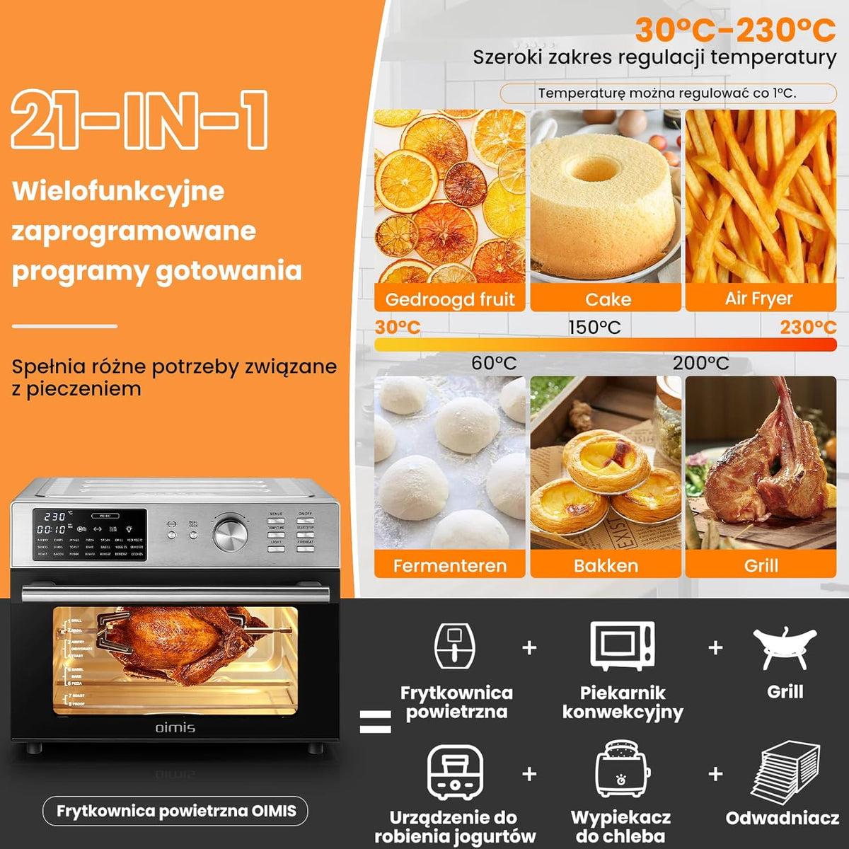 Fat Free Fryer 30L 1800W Hot Air Fryer Oven Brand no brand
