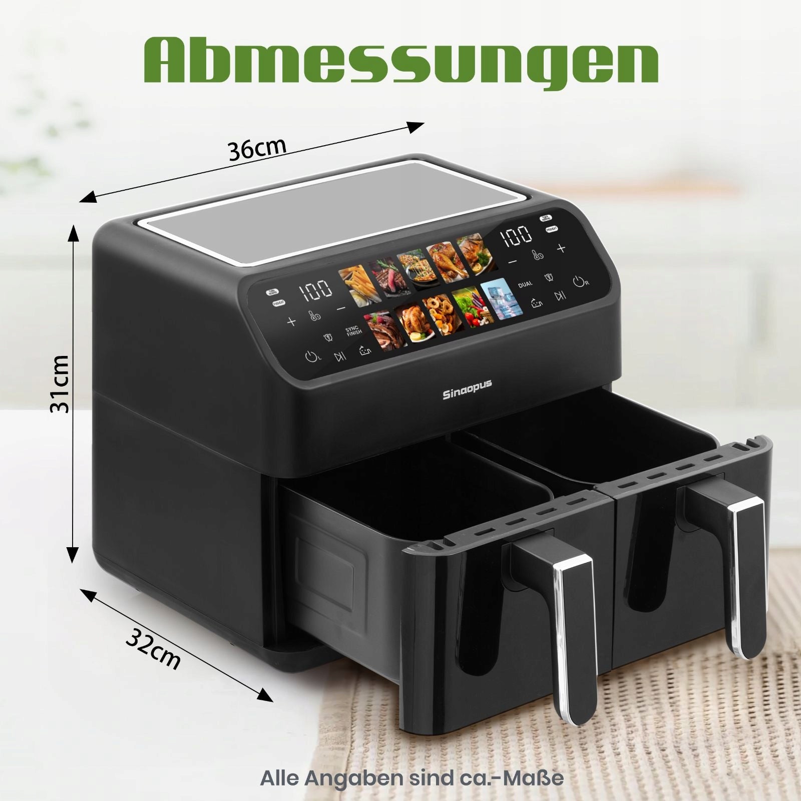 Fat Free Fryer 9L XXL Airfryer Dual LED Chamber Model 1