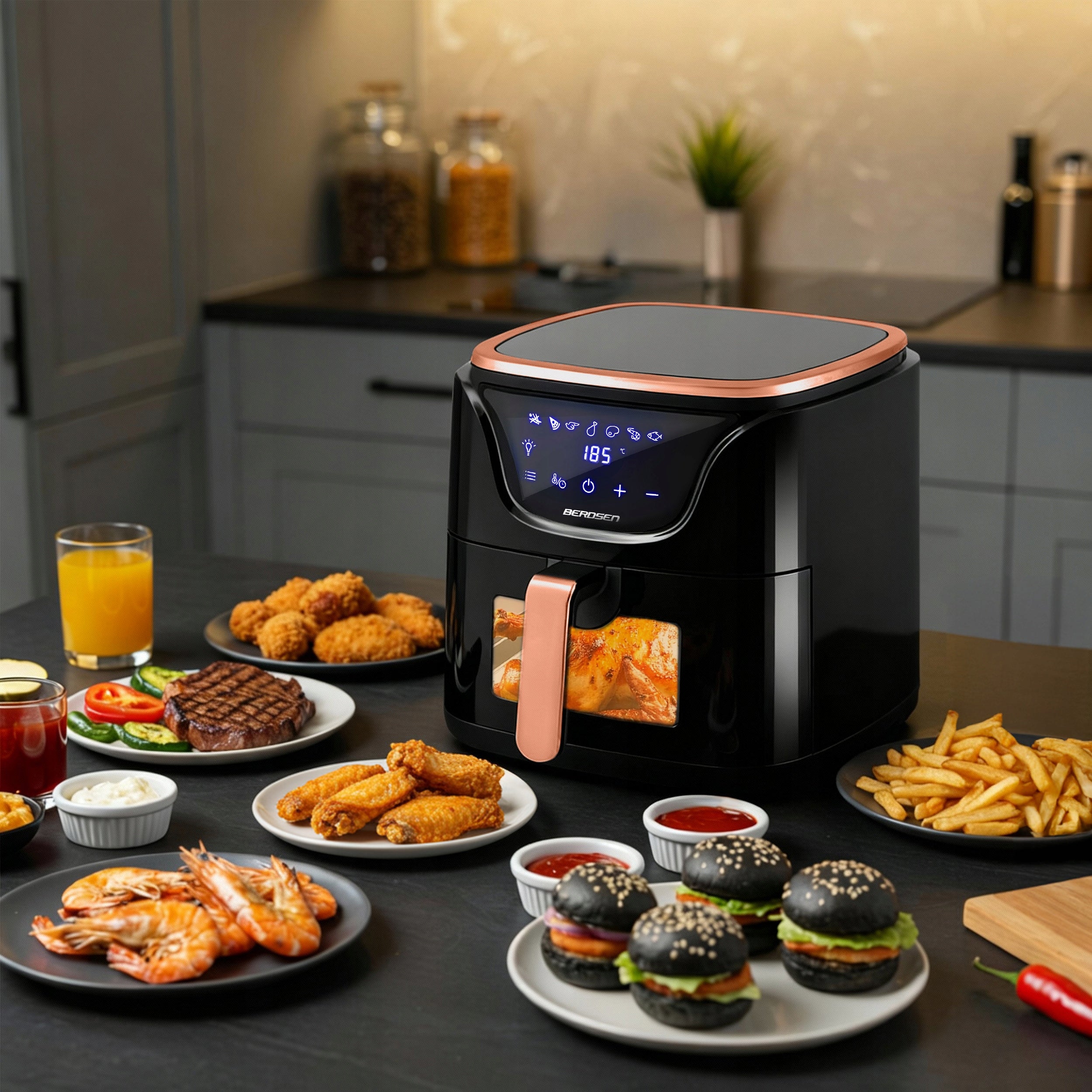 Fat Free Fryer Air Fryer 5L 1500W Berdsen + TRAYS Power 1500 W