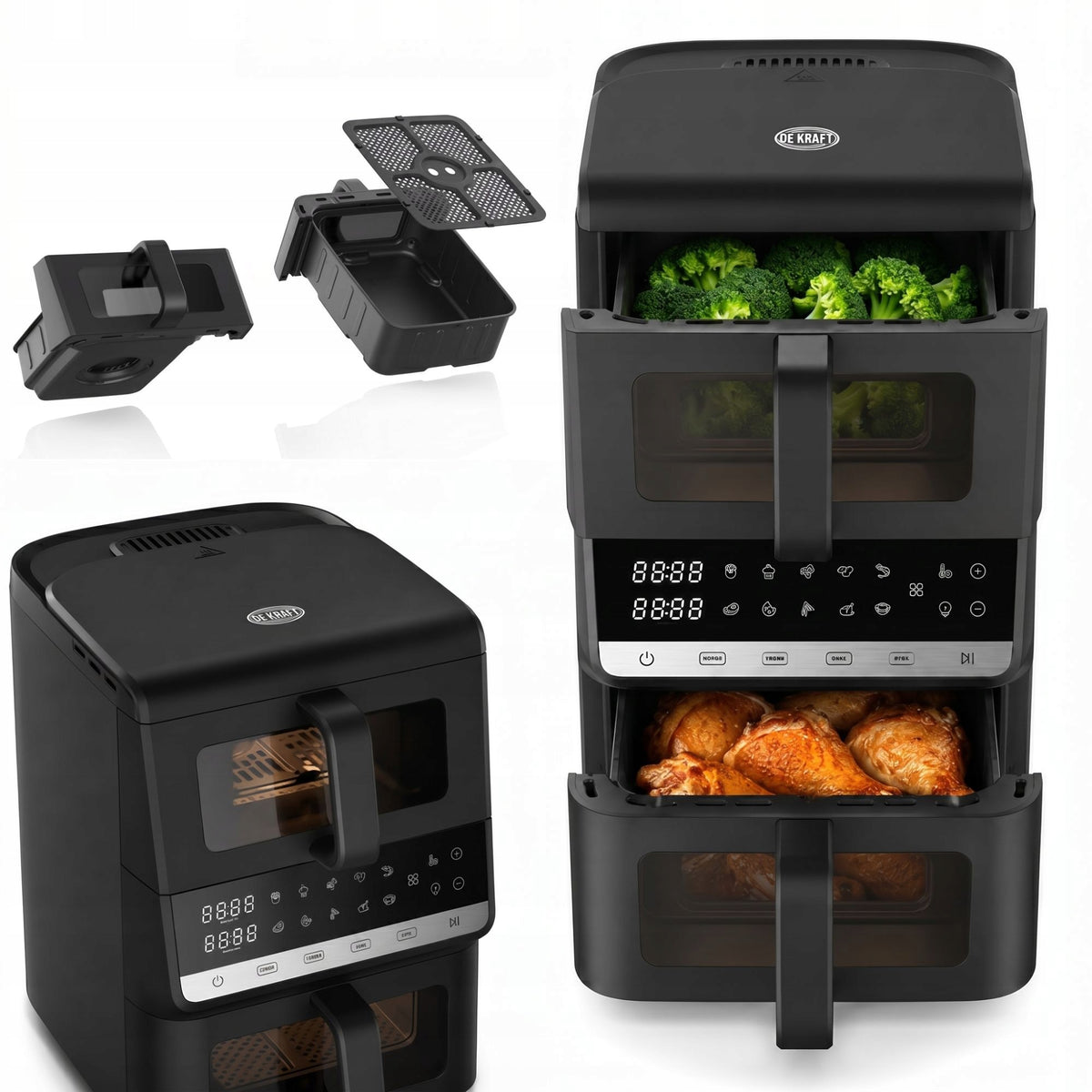 Fat Free Fryer DeKRAFT DE7003-TOWER Air Fryer 10L 2 chambers 2500W