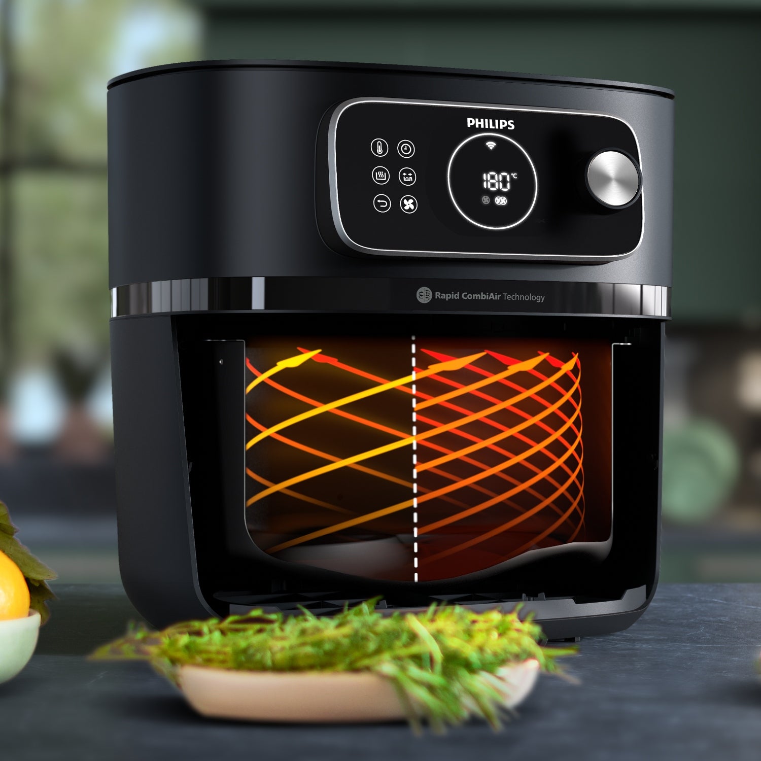 Fat Free Fryer Philips Ovi Smart XXL Airfryer HD9876/90 Dominant color black