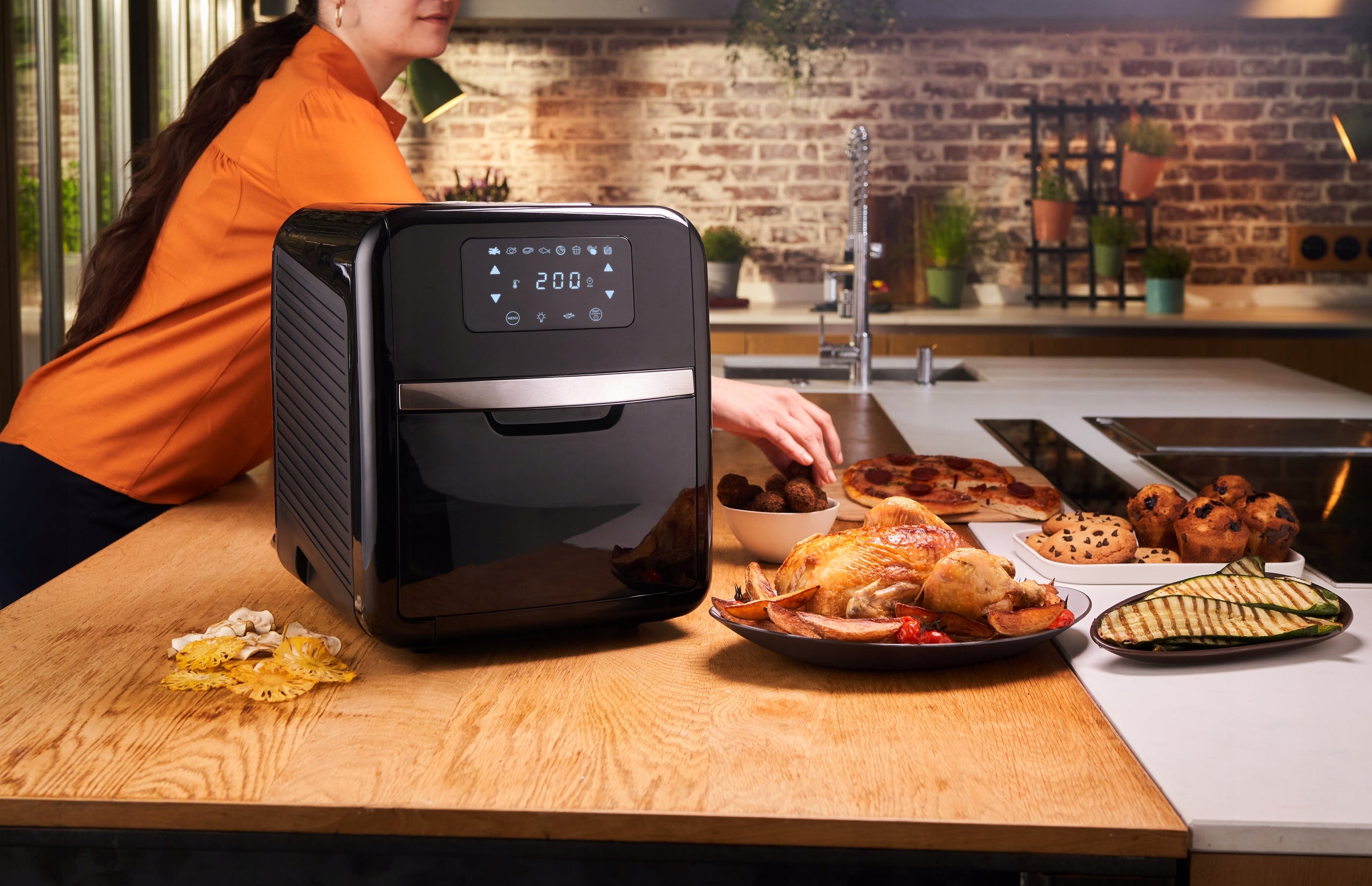Fat Free Fryer TEFAL Air Fryer Grill FW5018for Frying Baking Dominant color black