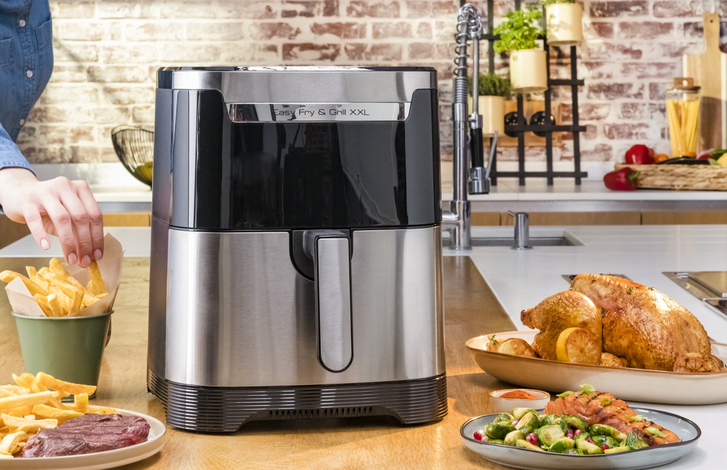 Fat Free Fryer TEFAL EY801D Grill 2in1 6,5l Air Fryer Model EY801D15