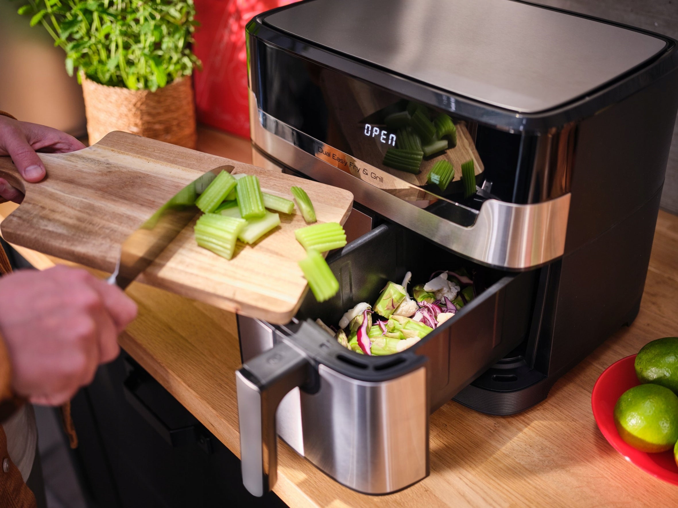 Fat Free Fryer Tefal Grill EY905D 8.3l Dual Chamber Air Fryer Dominant color silver/gray