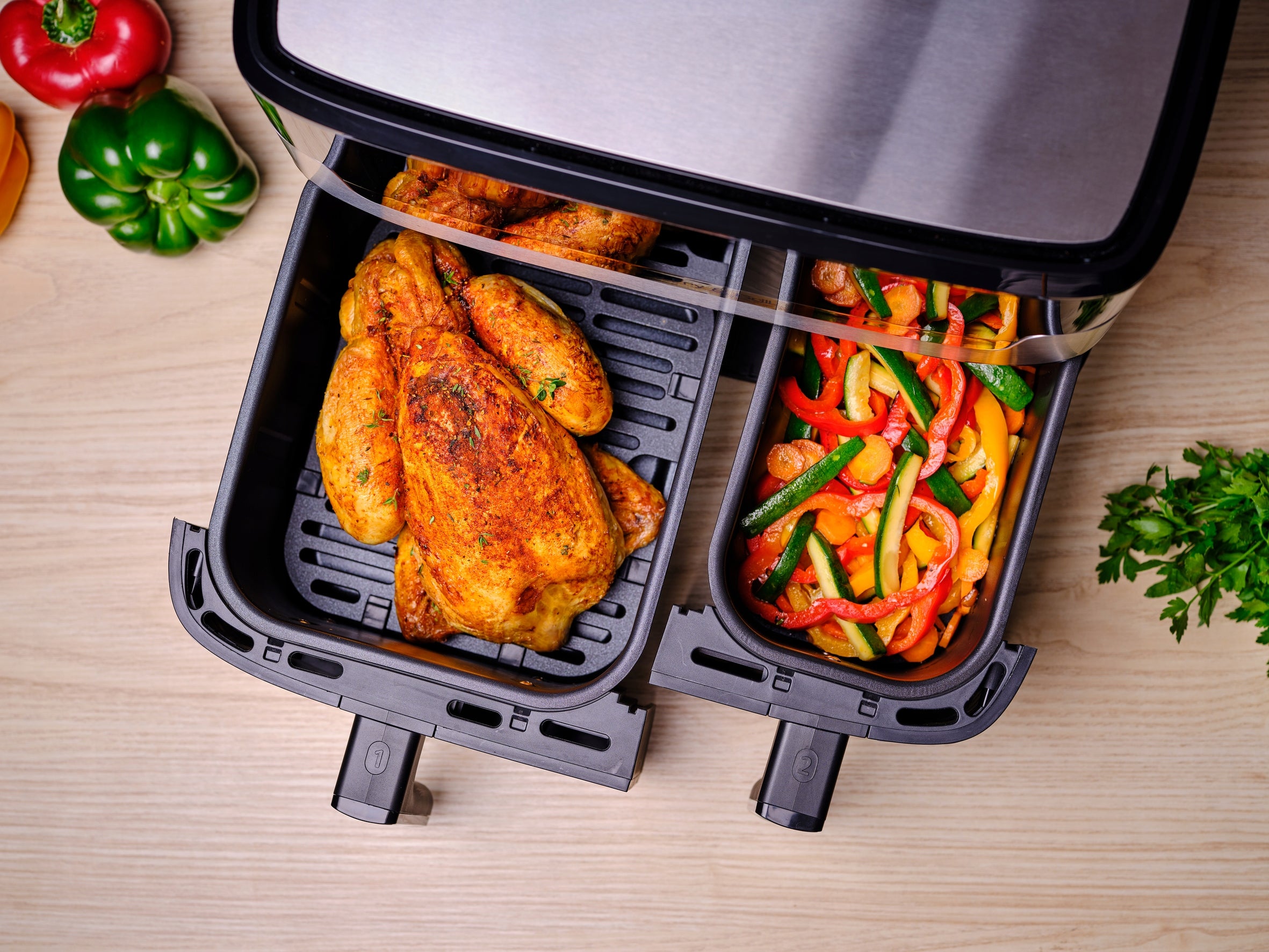 Fat Free Fryer Tefal Grill EY905D 8.3l Dual Chamber Air Fryer Power 2700 W