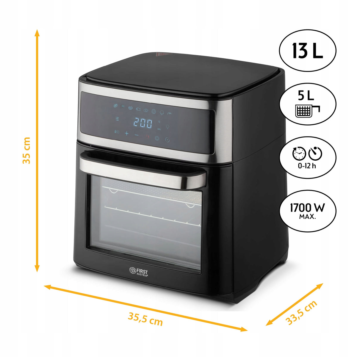 Fat Free Oven Air Fryer TZS First Austria 13L 1700W Packaging status original