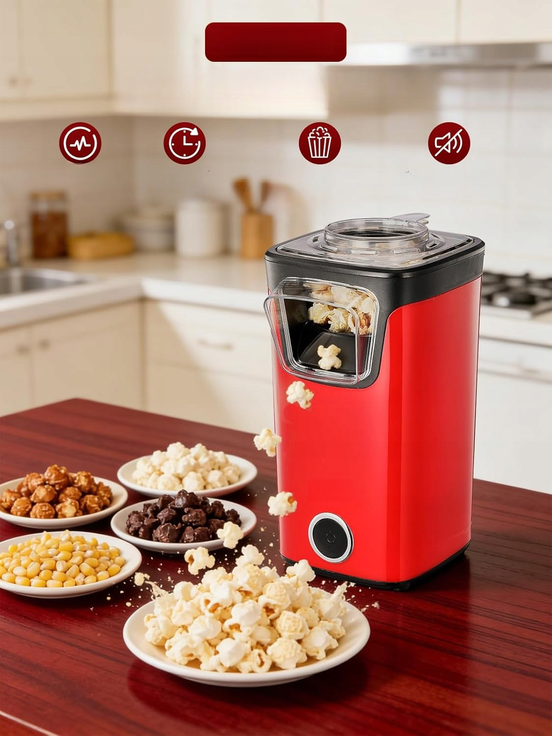Fat Free Popcorn Machine 1100W Fast Heating 60g Red Brand no brand