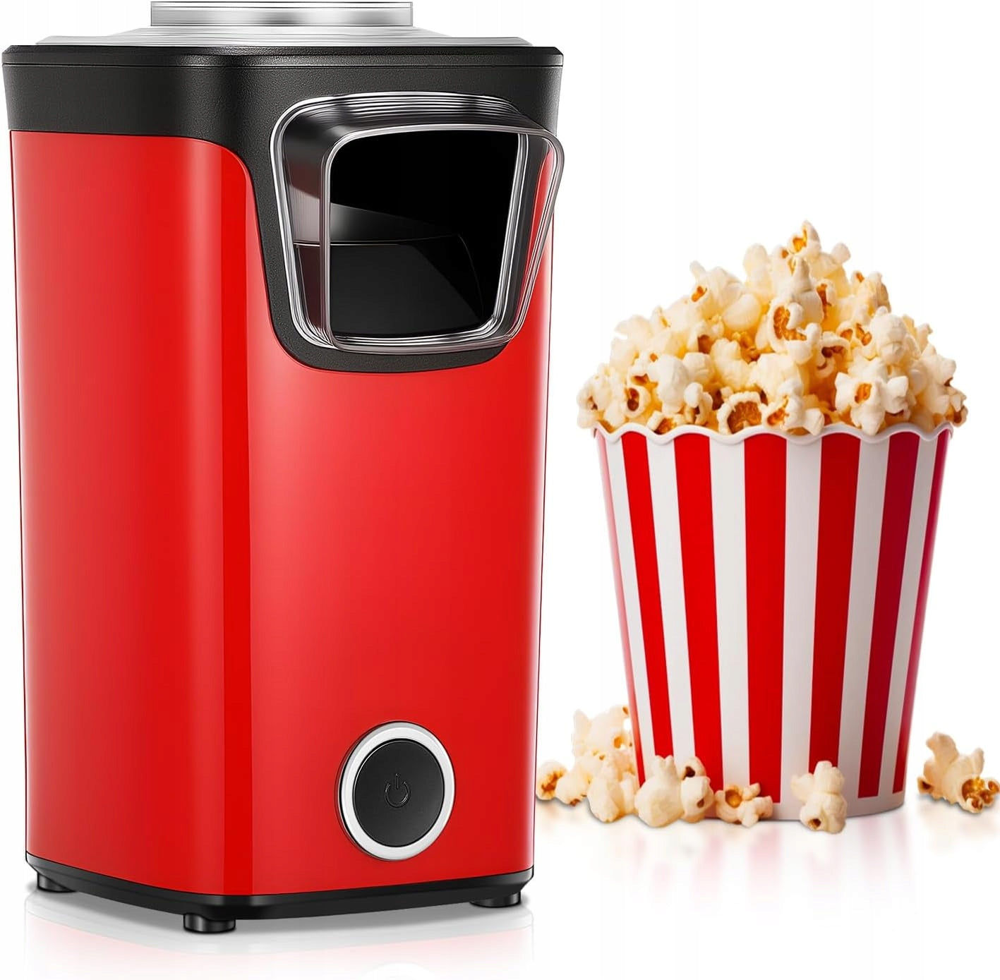 Fat Free Popcorn Machine 1100W Fast Heating 60g Red Packaging status original