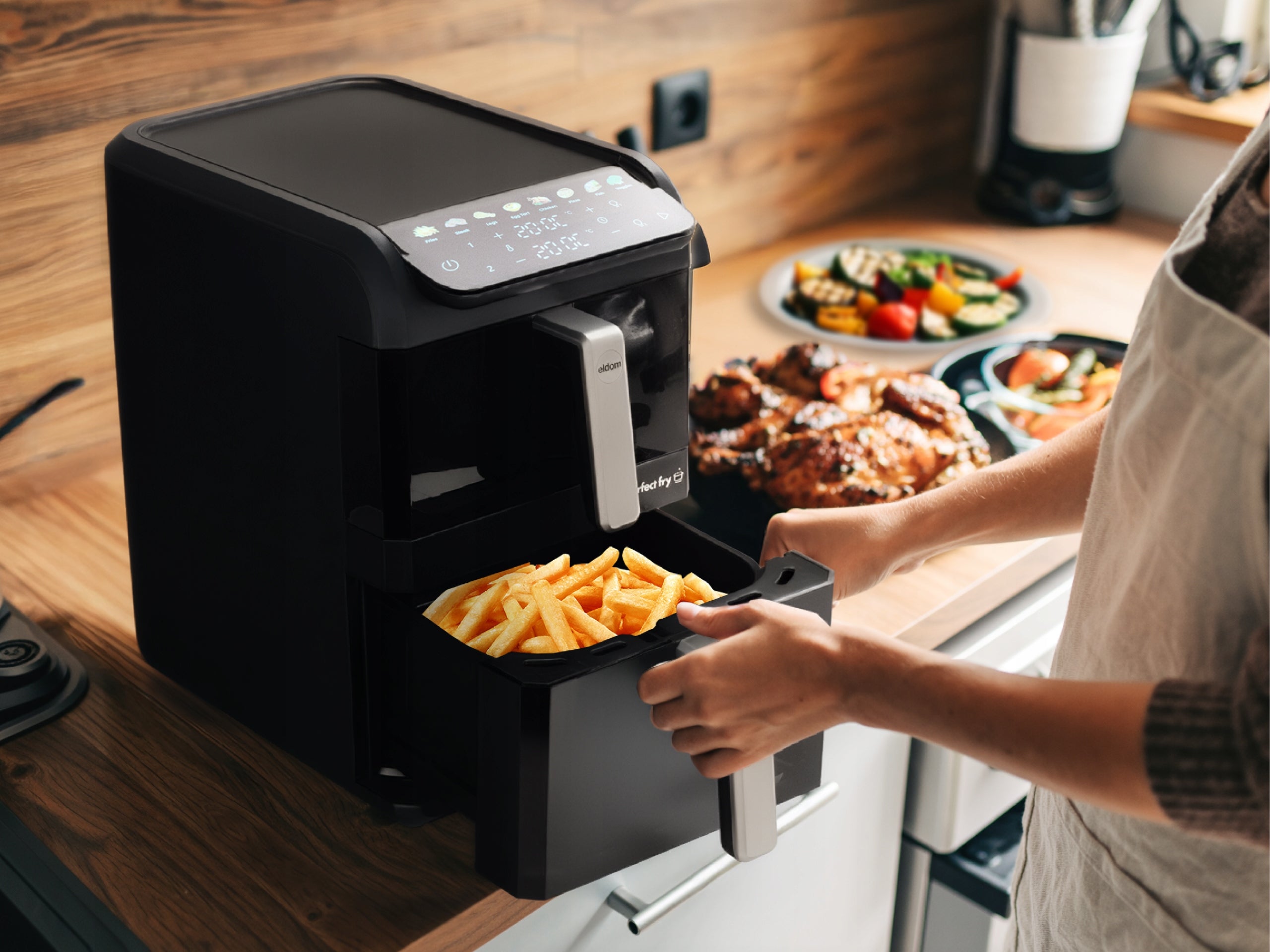 Fat Free Vertical Fryer FR300 2700W Two Drawers 10L Air Fryer Bowl volume 10 l
