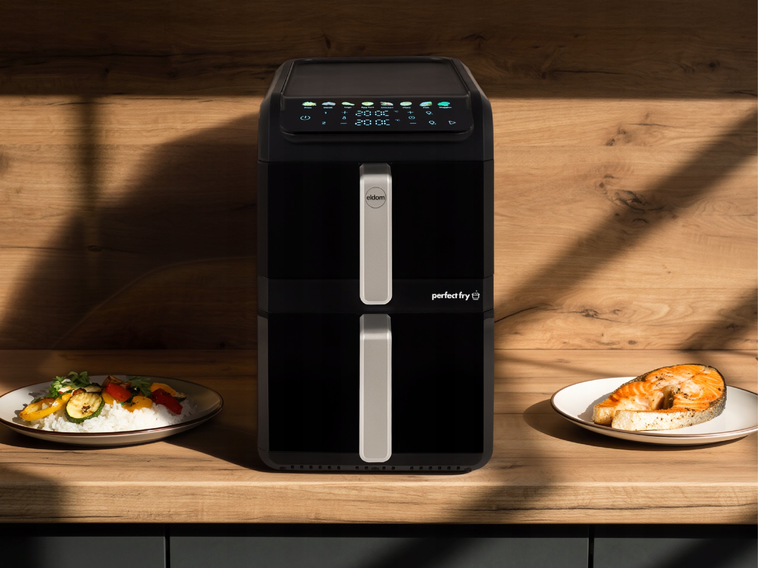 Fat Free Vertical Fryer FR300 2700W Two Drawers 10L Air Fryer Brand Eldom