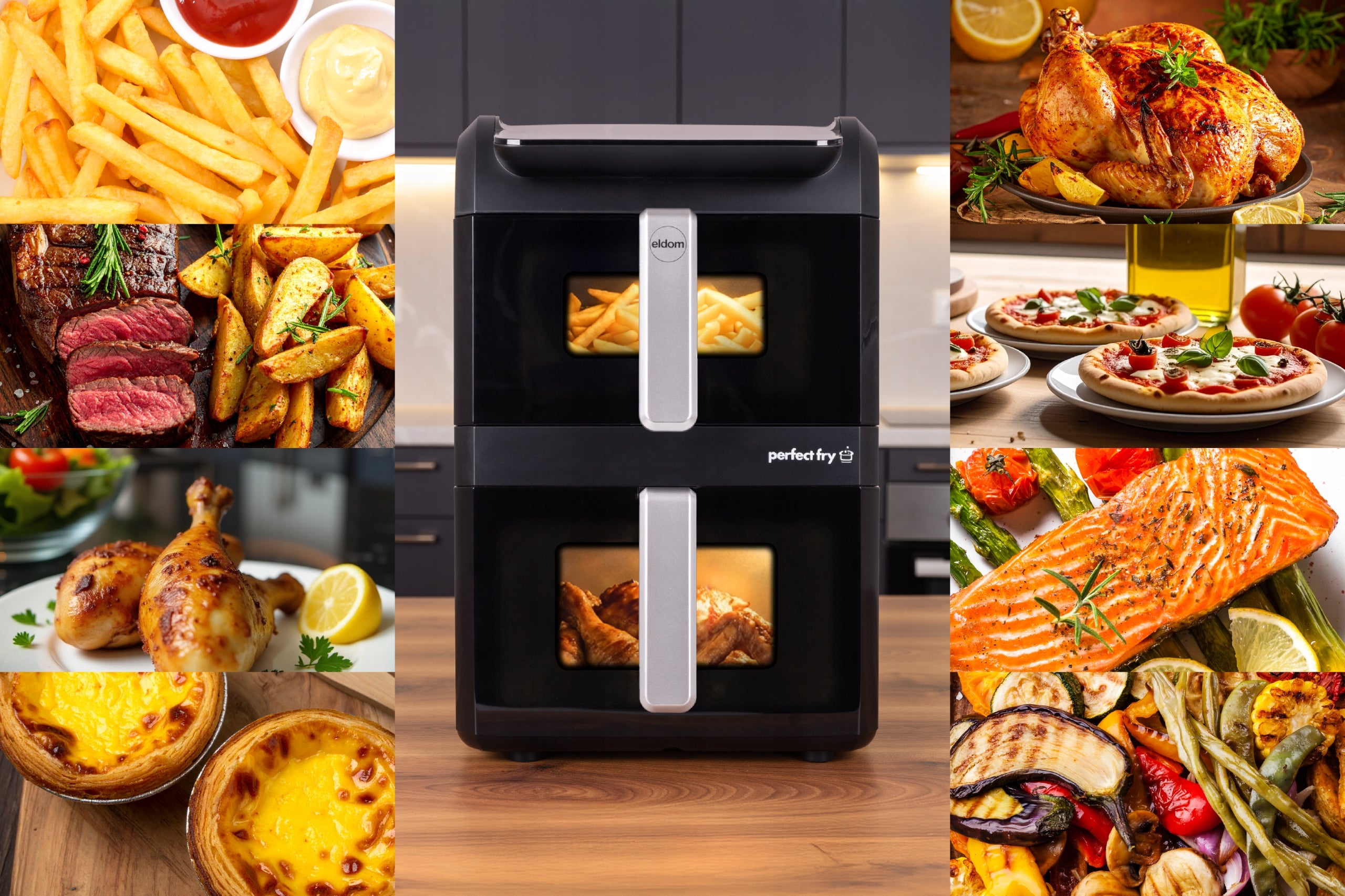 Fat Free Vertical Fryer FR300 2700W Two Drawers 10L Air Fryer Packaging status original