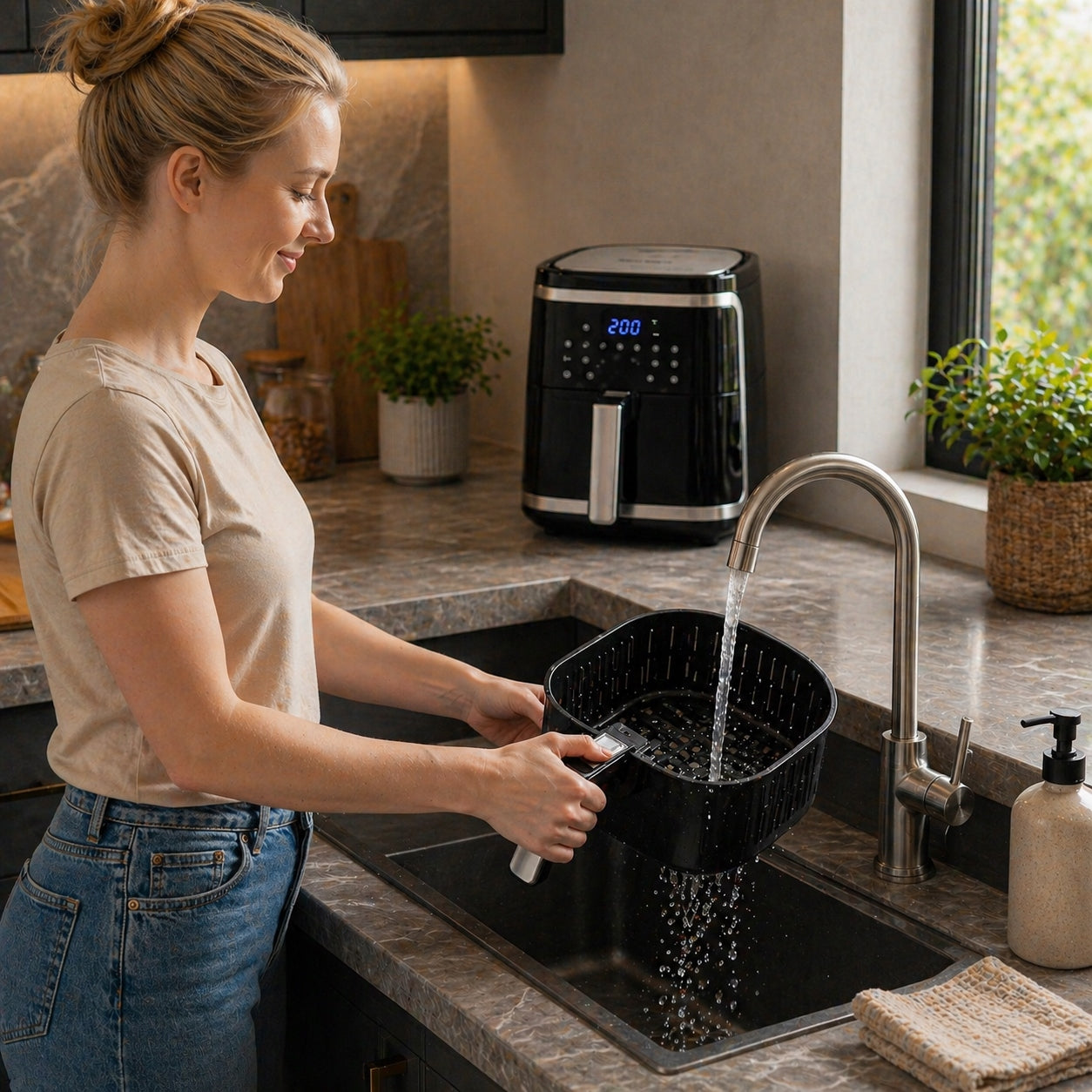 Fat Free XXL Aigostar Cube Air Fryer 1900W 7L Bowl volume 7 l
