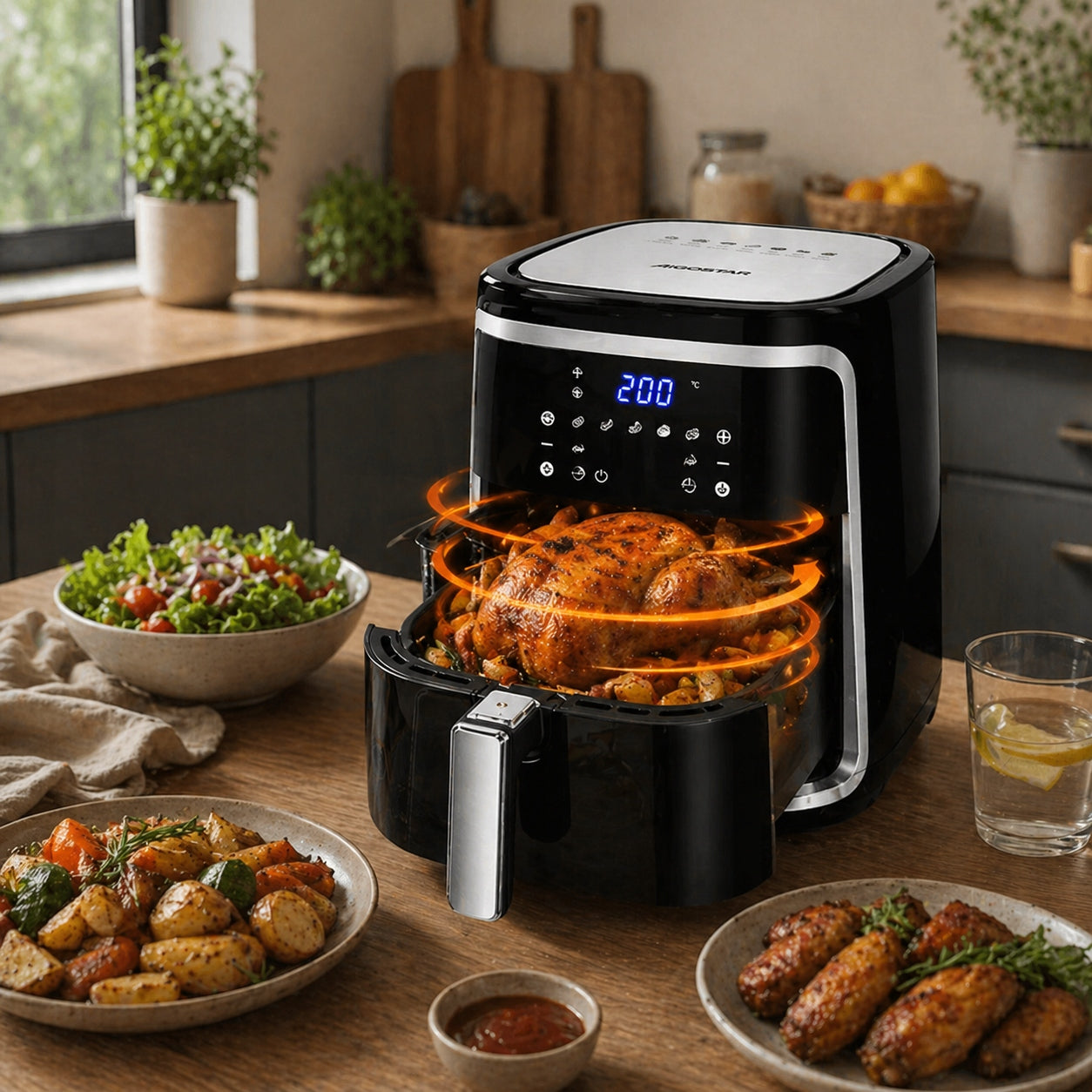Fat Free XXL Aigostar Cube Air Fryer 1900W 7L Brand Aigostar