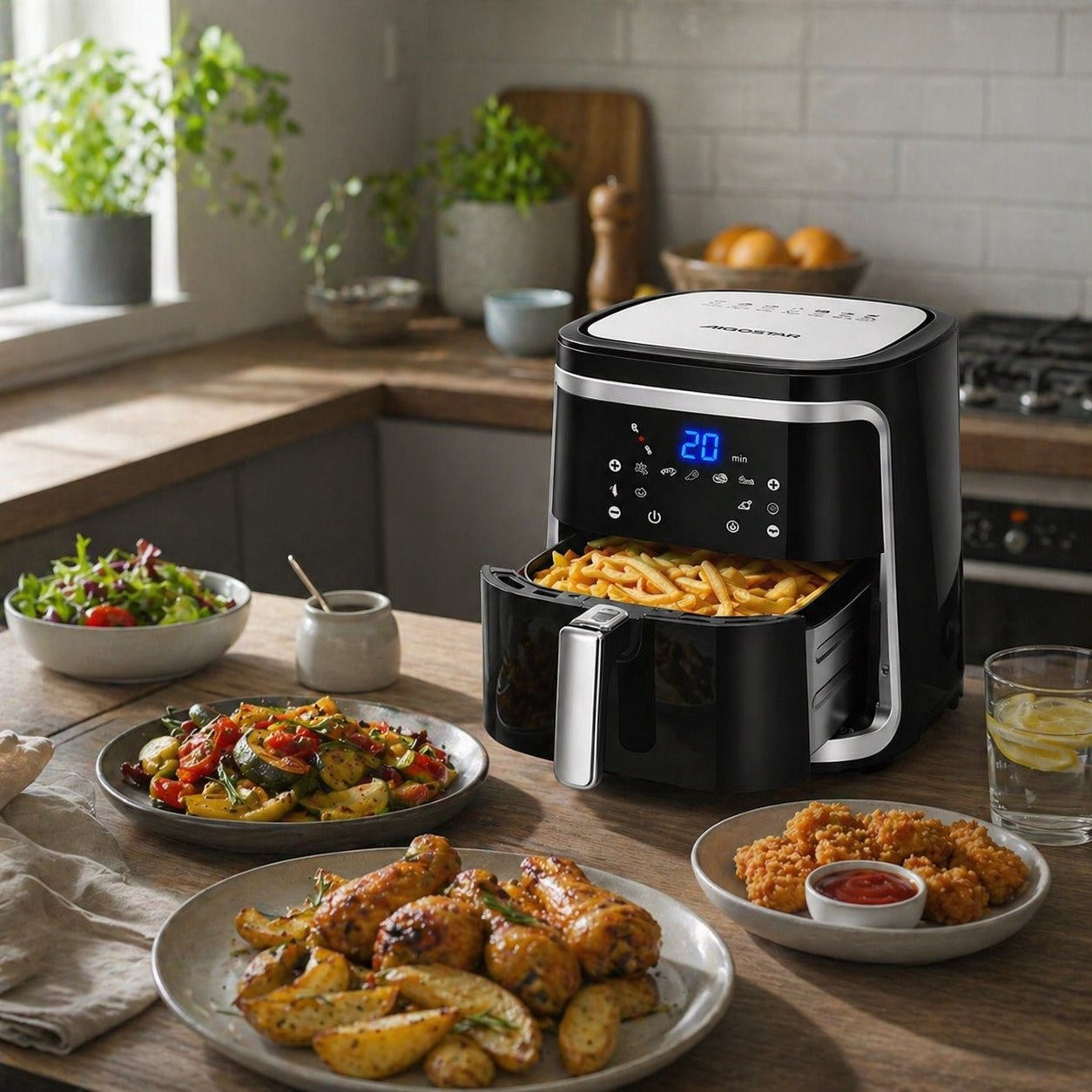 Fat Free XXL Aigostar Cube Air Fryer 1900W 7L Power 1900 W