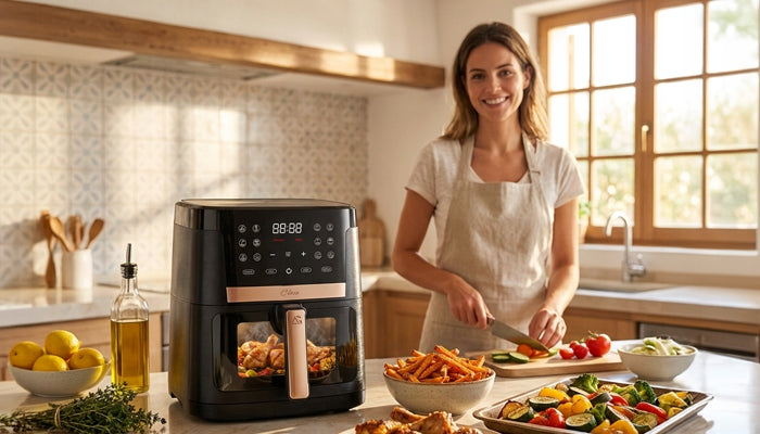 Fat-free air fryer 2000W | Air Fryer | 14 programs 8L XXL + TRAY Manufacturer code FRYTKOWNICA DUŻA AIRFRYER WKŁAD SILIKONOWY