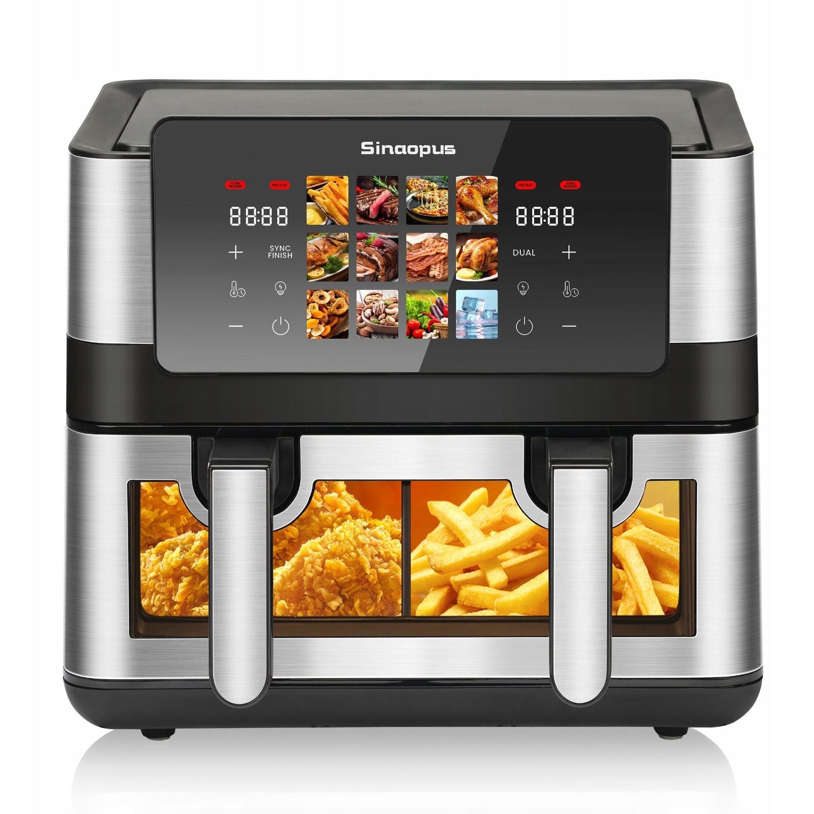 Fat-free air fryer 85L two-chamber with window