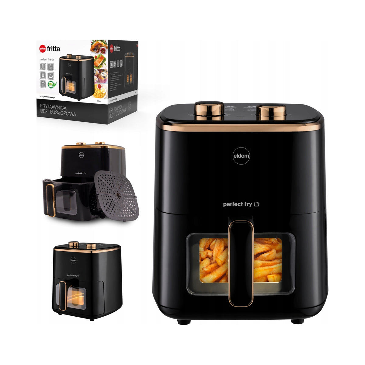 Fat-free air fryer Eldom FR40 1500W 5l black and gold air fryer
