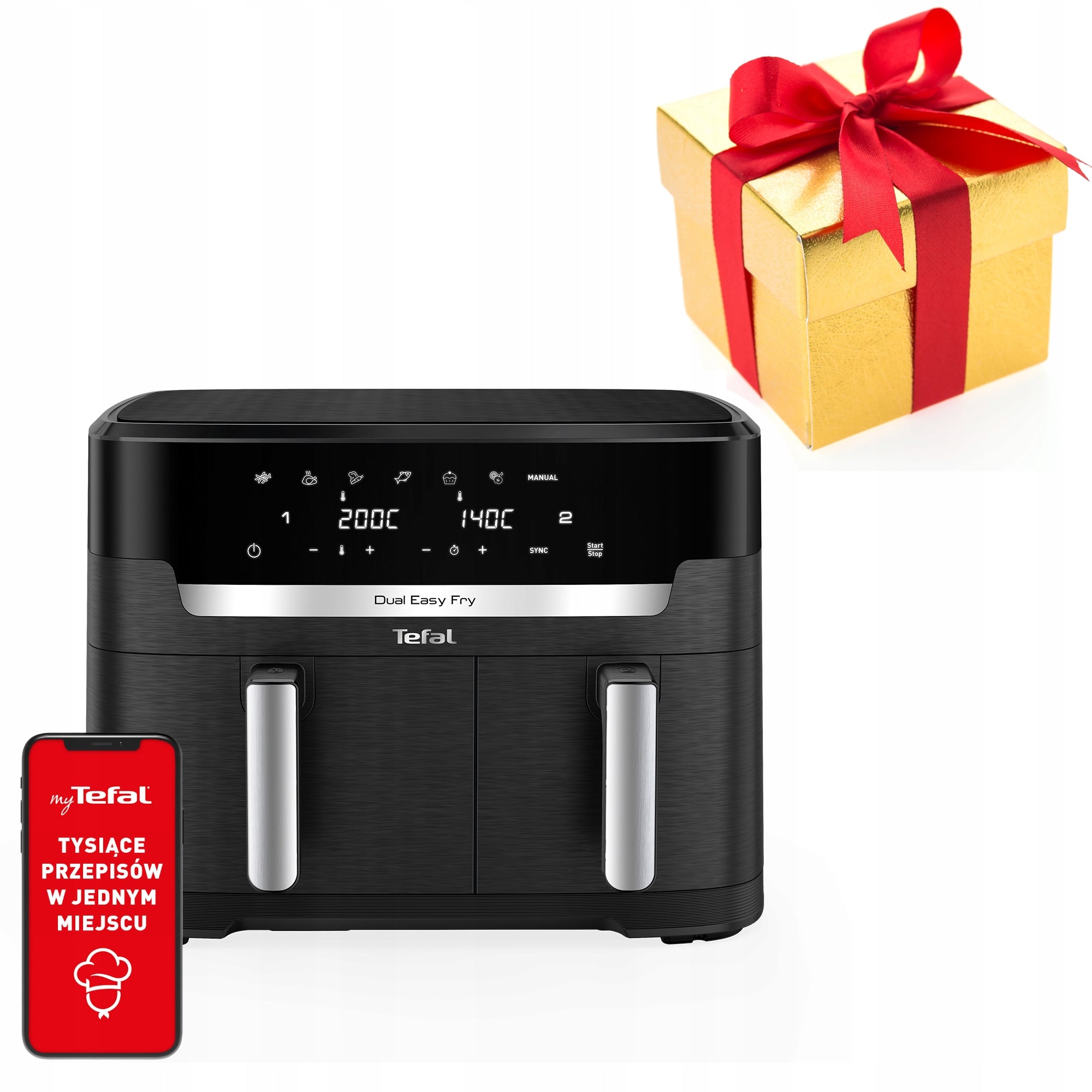 Fat-free air fryer TEFAL EY9428E XXL 11l 2700W two-chamber Air Fryer