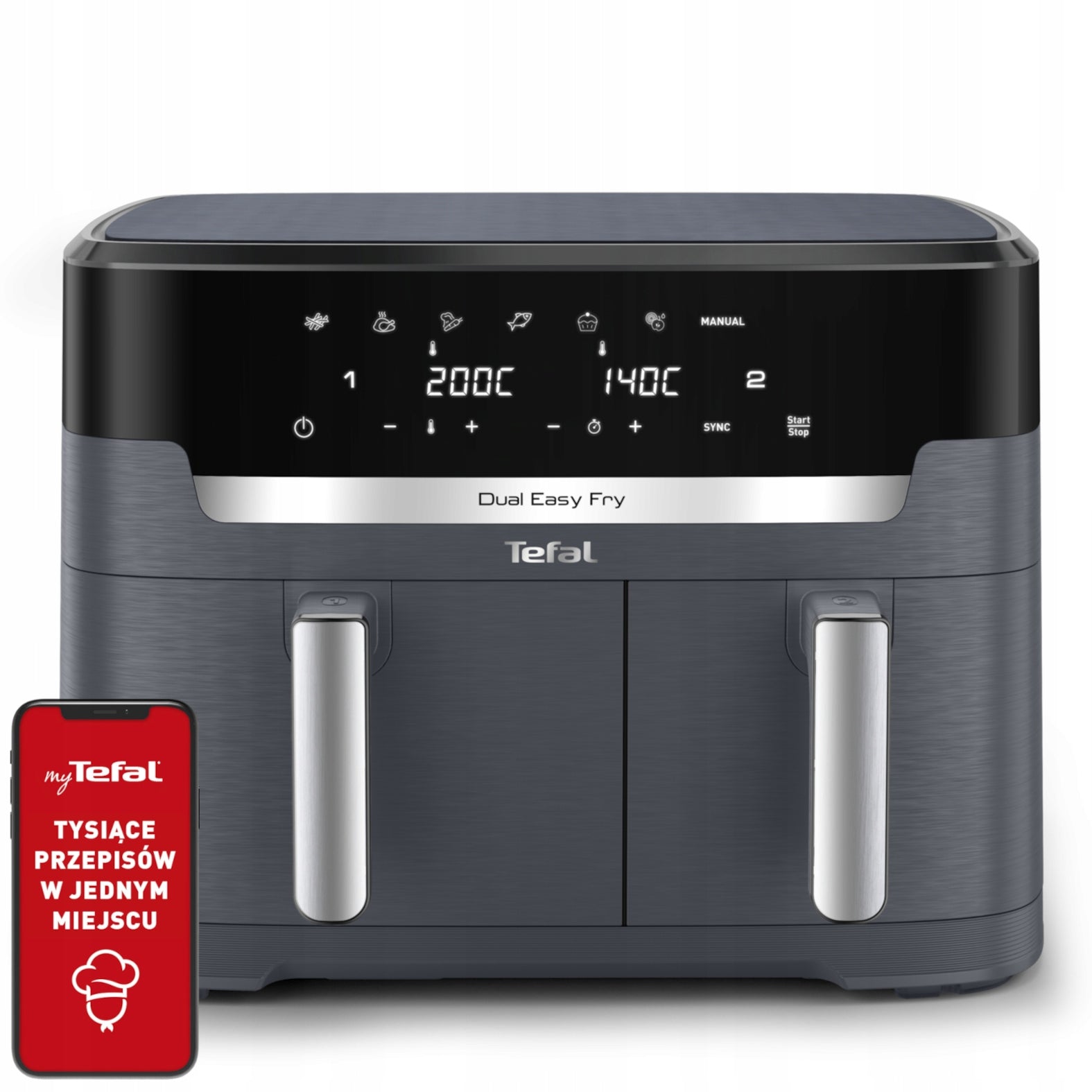 Fat-free air fryer TEFAL EY942B XXL 11l 2700W two-chamber Air Fryer